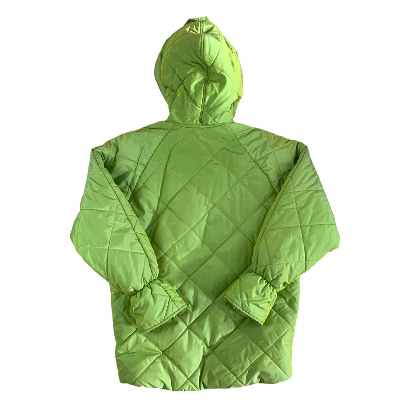 Vintage 90s Retro Green Fur Hooded Coat 12 14