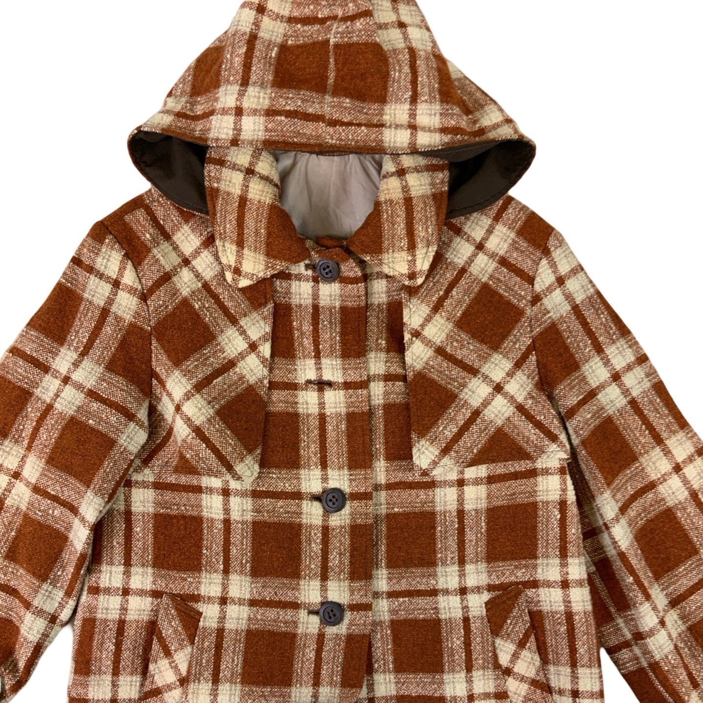 Plaid Hooded Wool Jacket 10 12