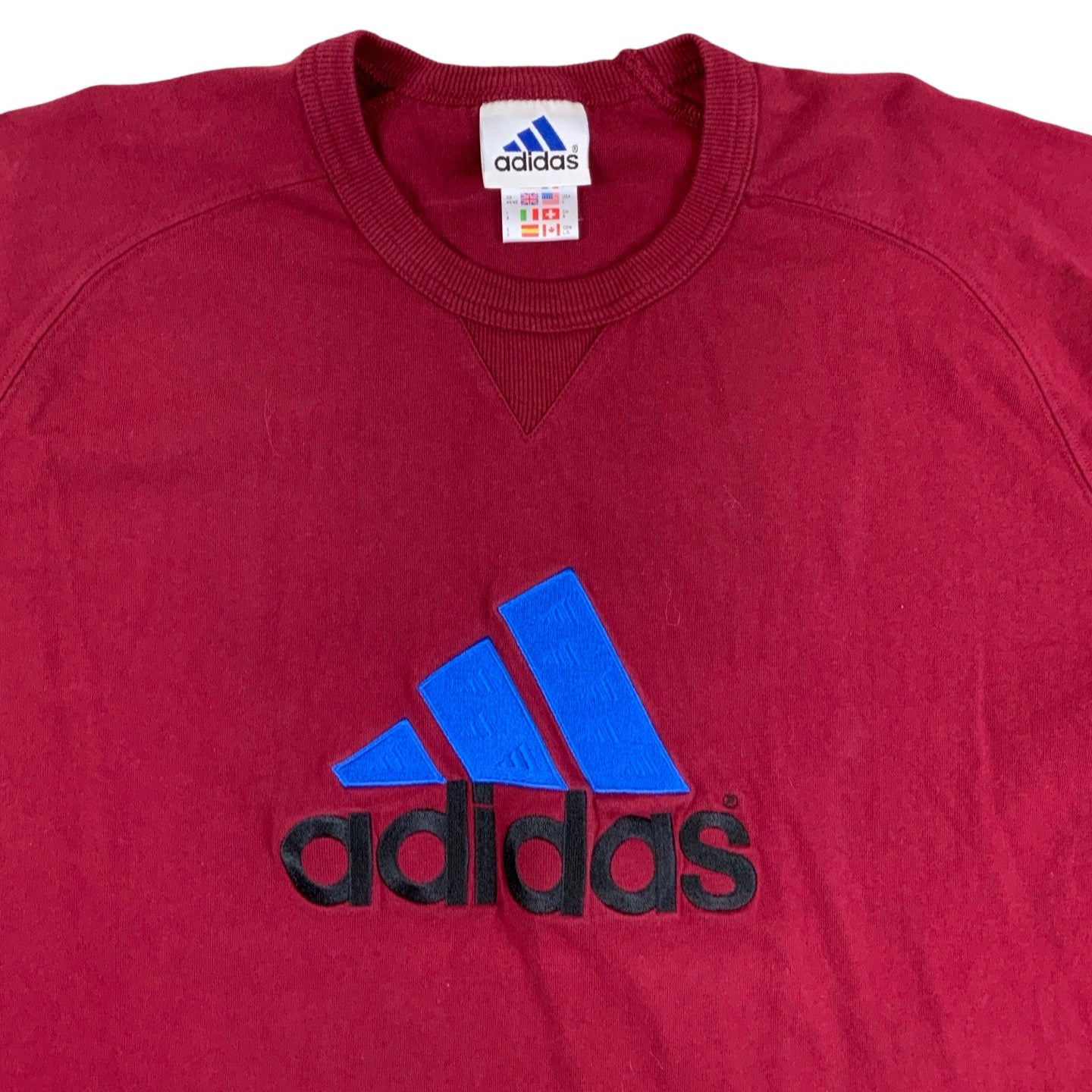 90s Adidas Burgundy Logo Short Sleeve T-Shirt M L