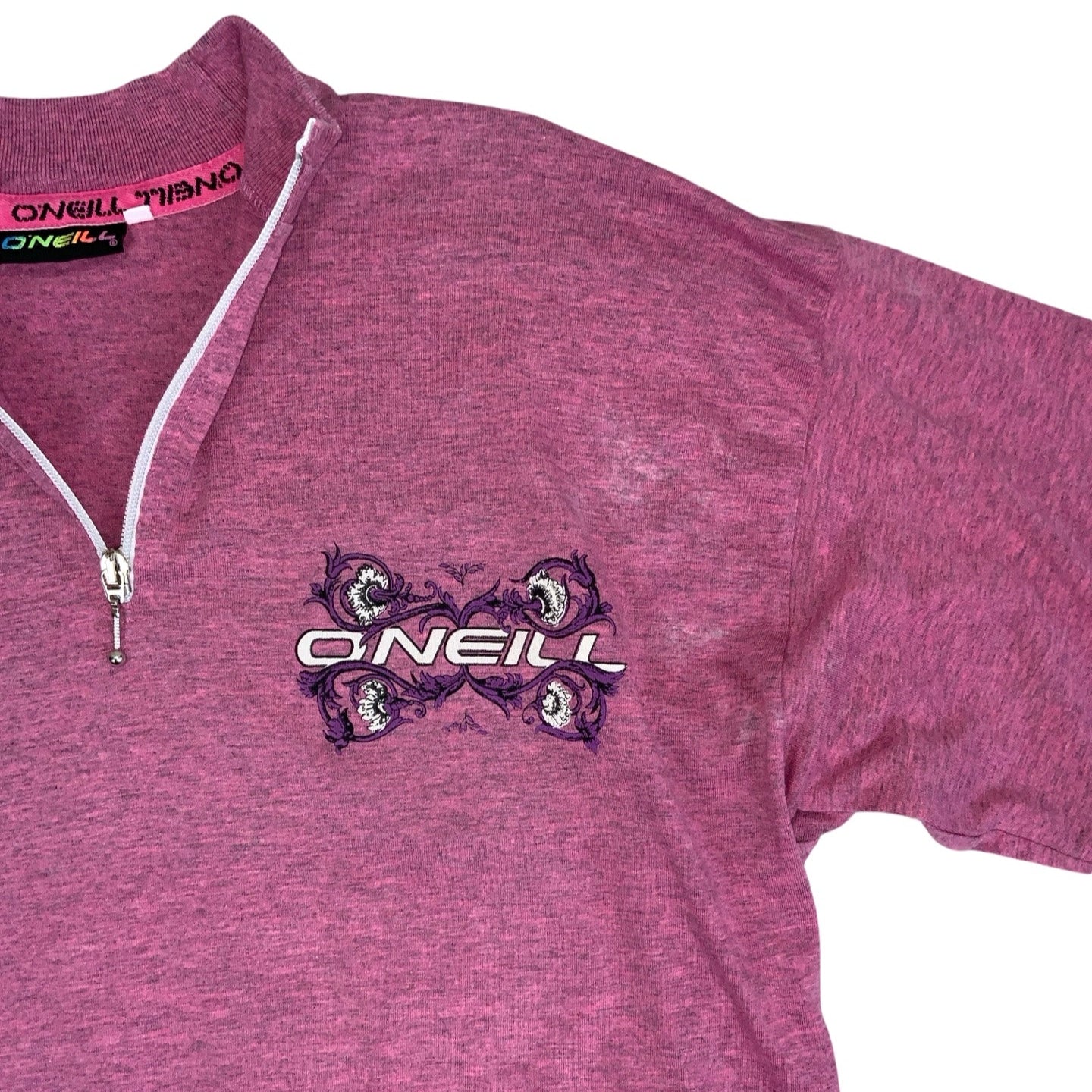Vintage 90s O'Neill Pink Surf Graphic Short Sleeved T-Shirt M L