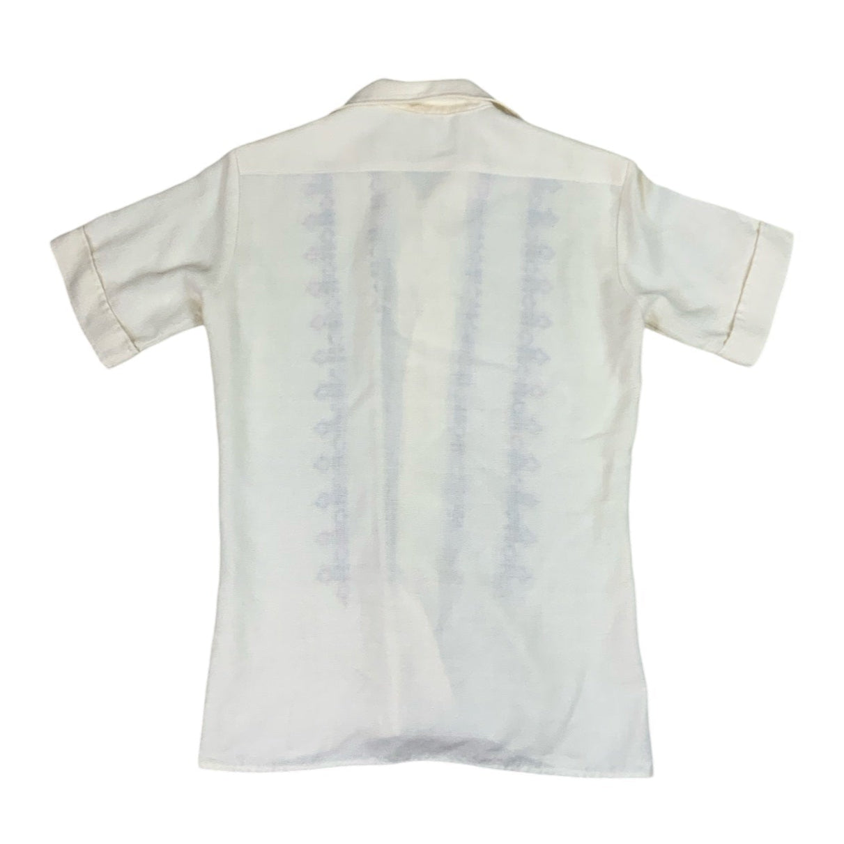 Vintage White Button Up Pattern Summer Shirt S M