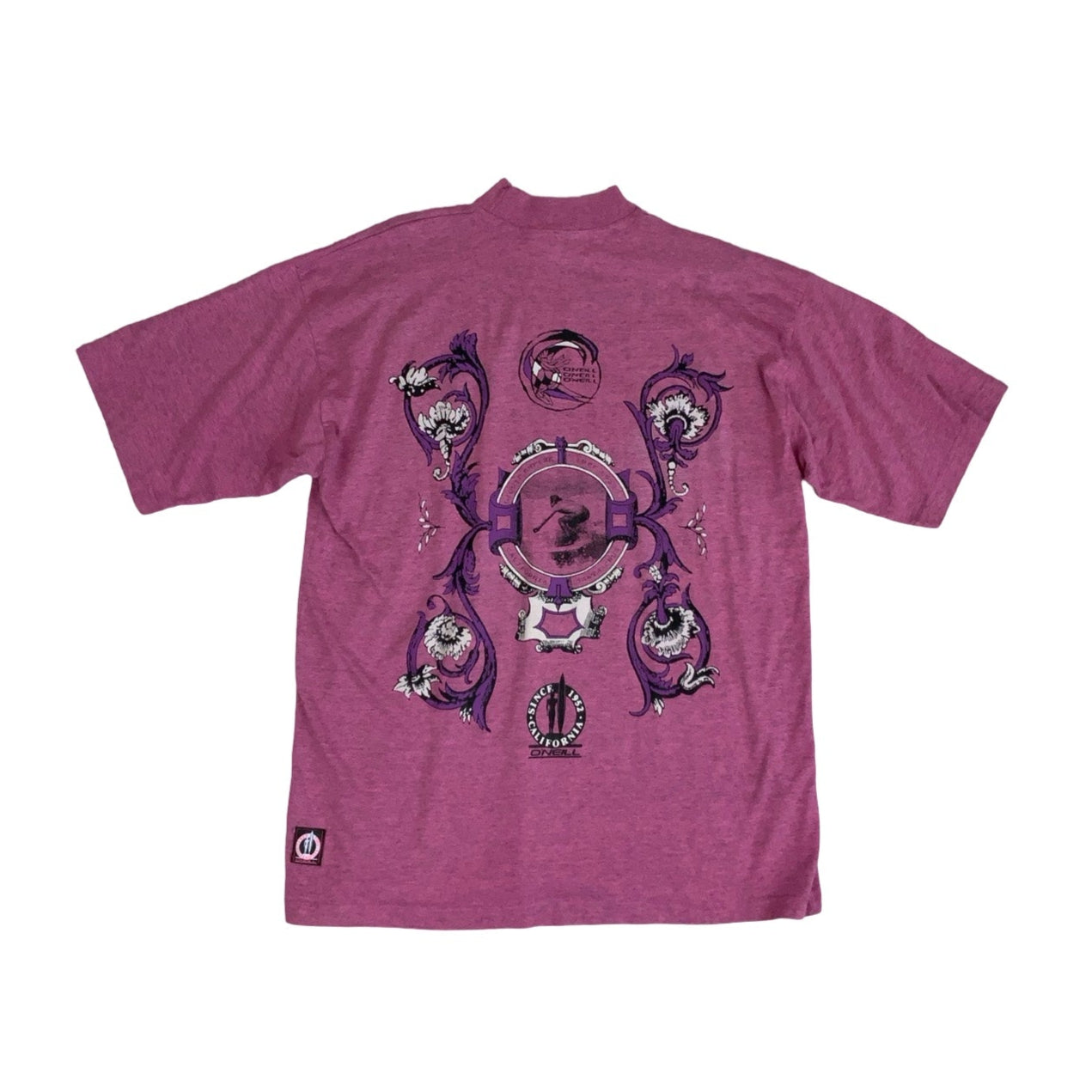 Vintage 90s O'Neill Pink Surf Graphic Short Sleeved T-Shirt M L