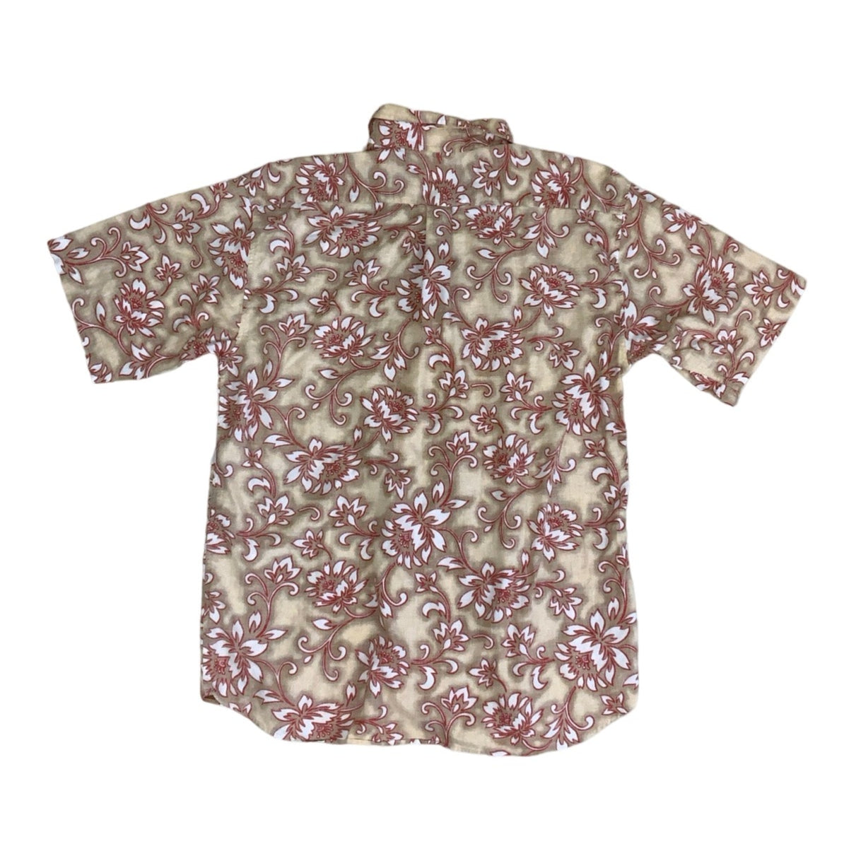 Vintage 'Break Off' Brown Red White Hawaiian Floral Short Sleeved Shirt M