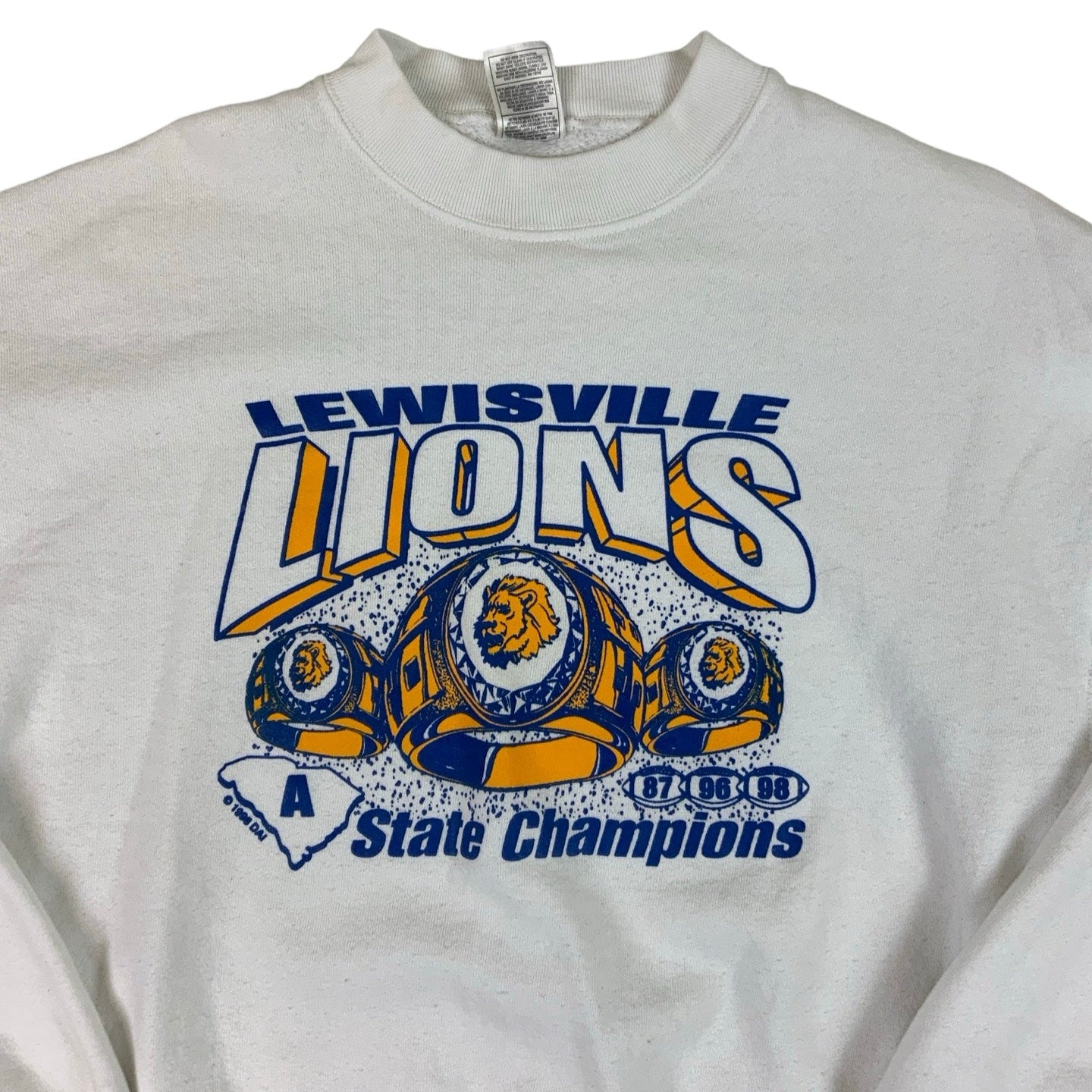 Vintage 90s Lewisville Lions Graphic Sport White Sweatshirt L XL