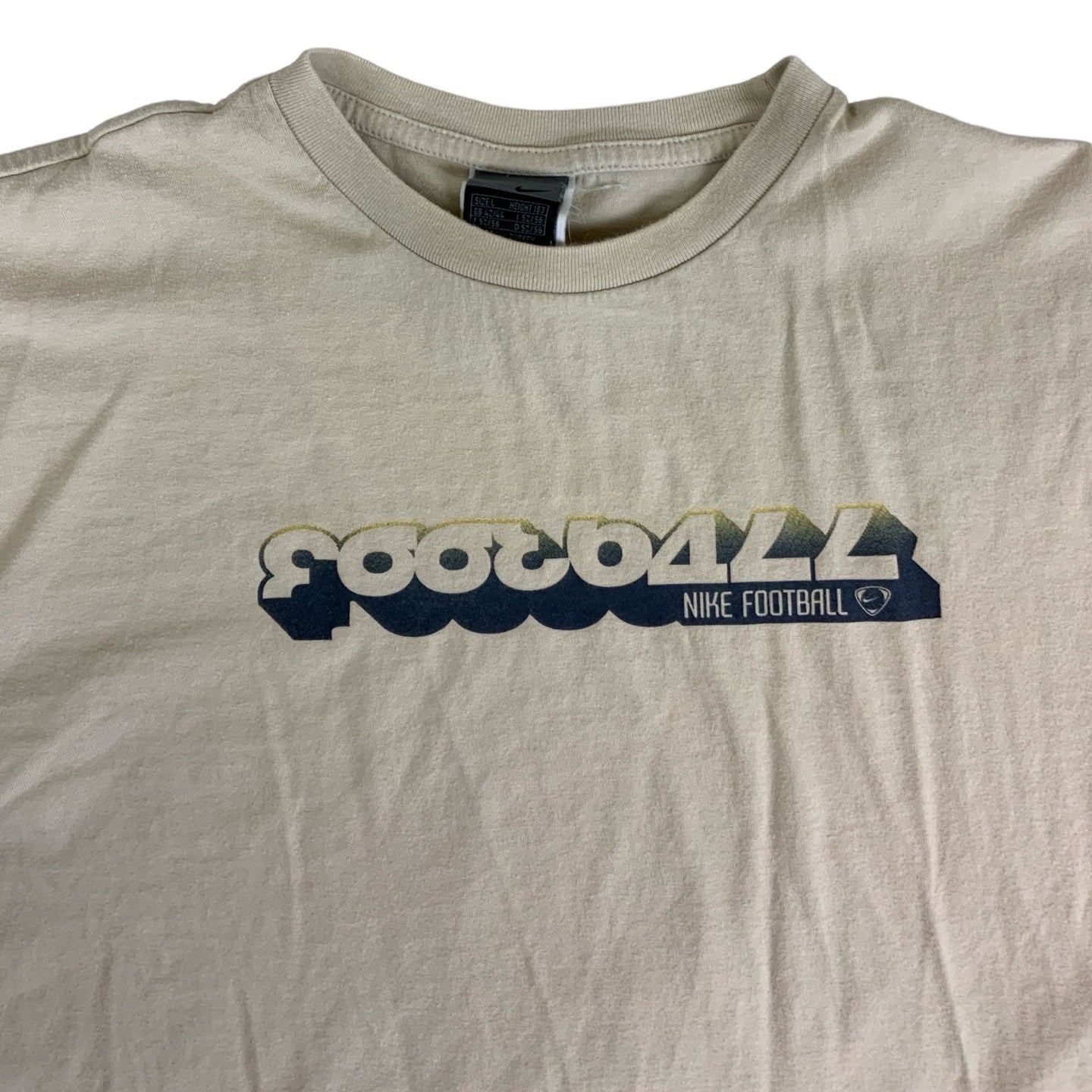 90s Vintage Nike 'Football' Graphic Cream T-Shirt M L