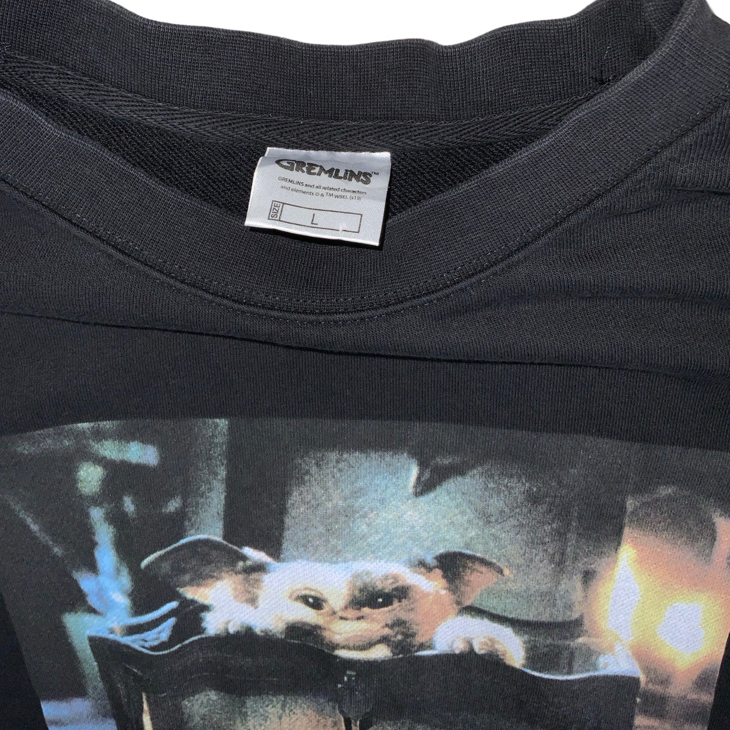 Vintage 90s 'Gremlins' Official 'You Have Been Warned' Black Graphic Mogwai Gizmo Sweatshirt M