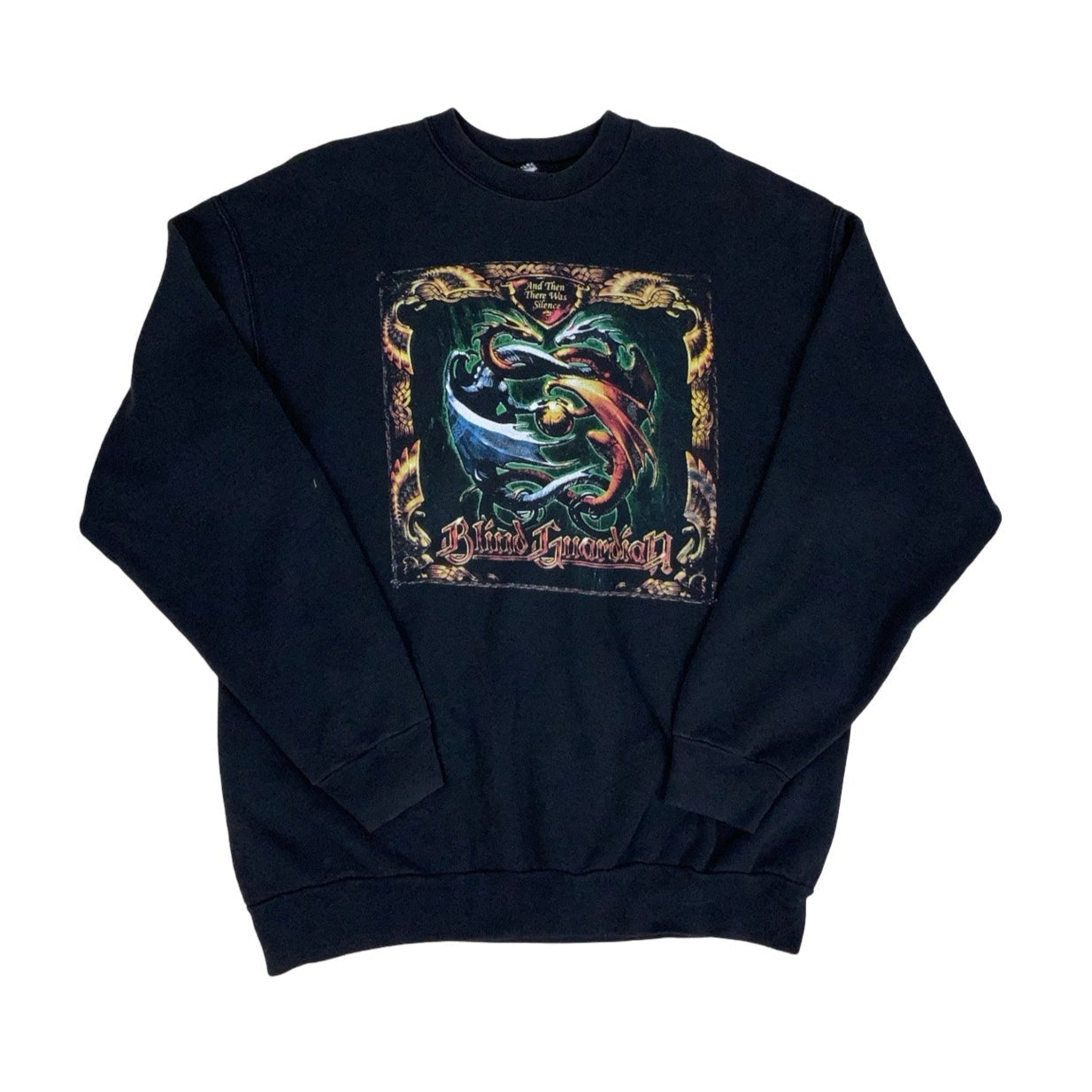 Vintage 'Fruit of the Loom' 1998 Blind Guardian Middle Earth Dragon Black Graphic Sweatshirt M L