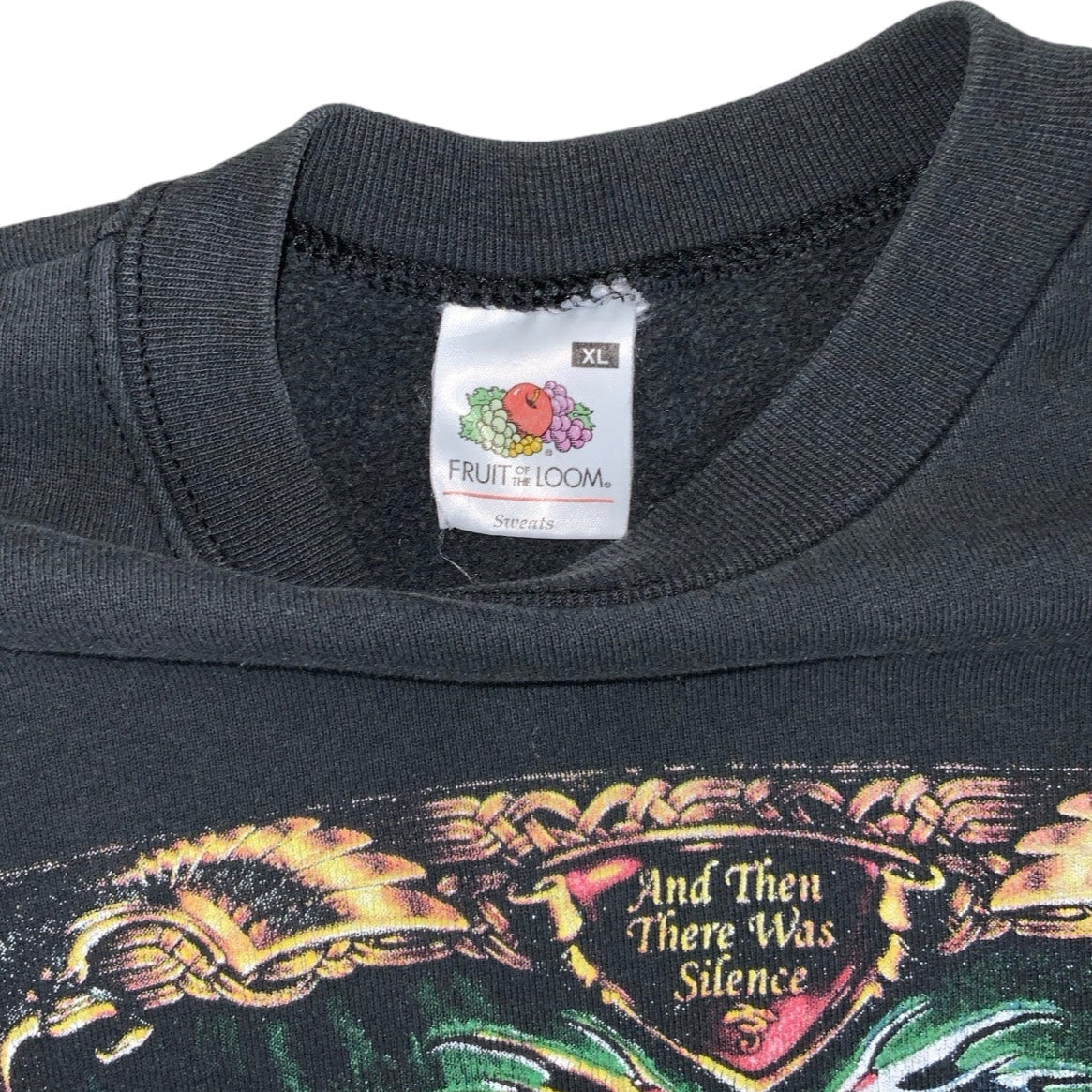 Vintage 'Fruit of the Loom' 1998 Blind Guardian Middle Earth Dragon Black Graphic Sweatshirt M L