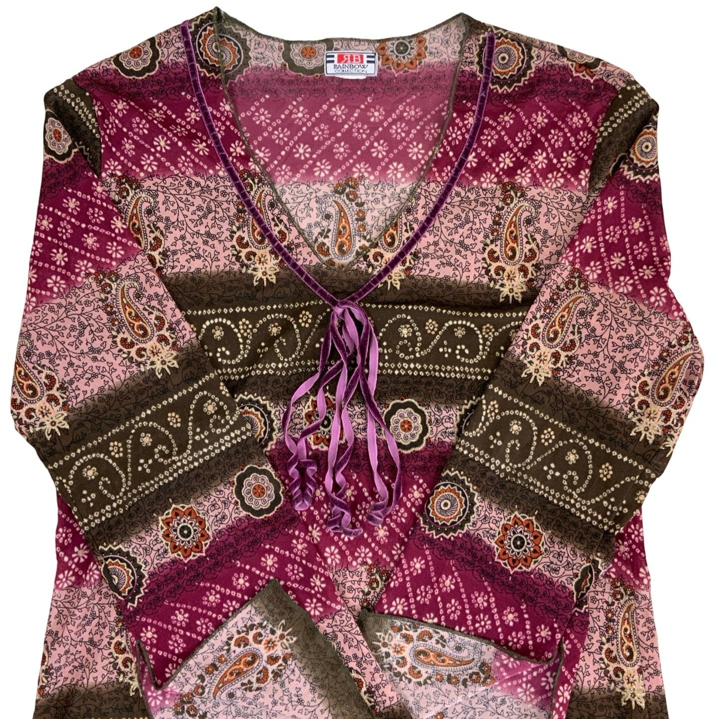 90s Y2K Asymmetric Pink Sheer Blouse Top Dress L 16