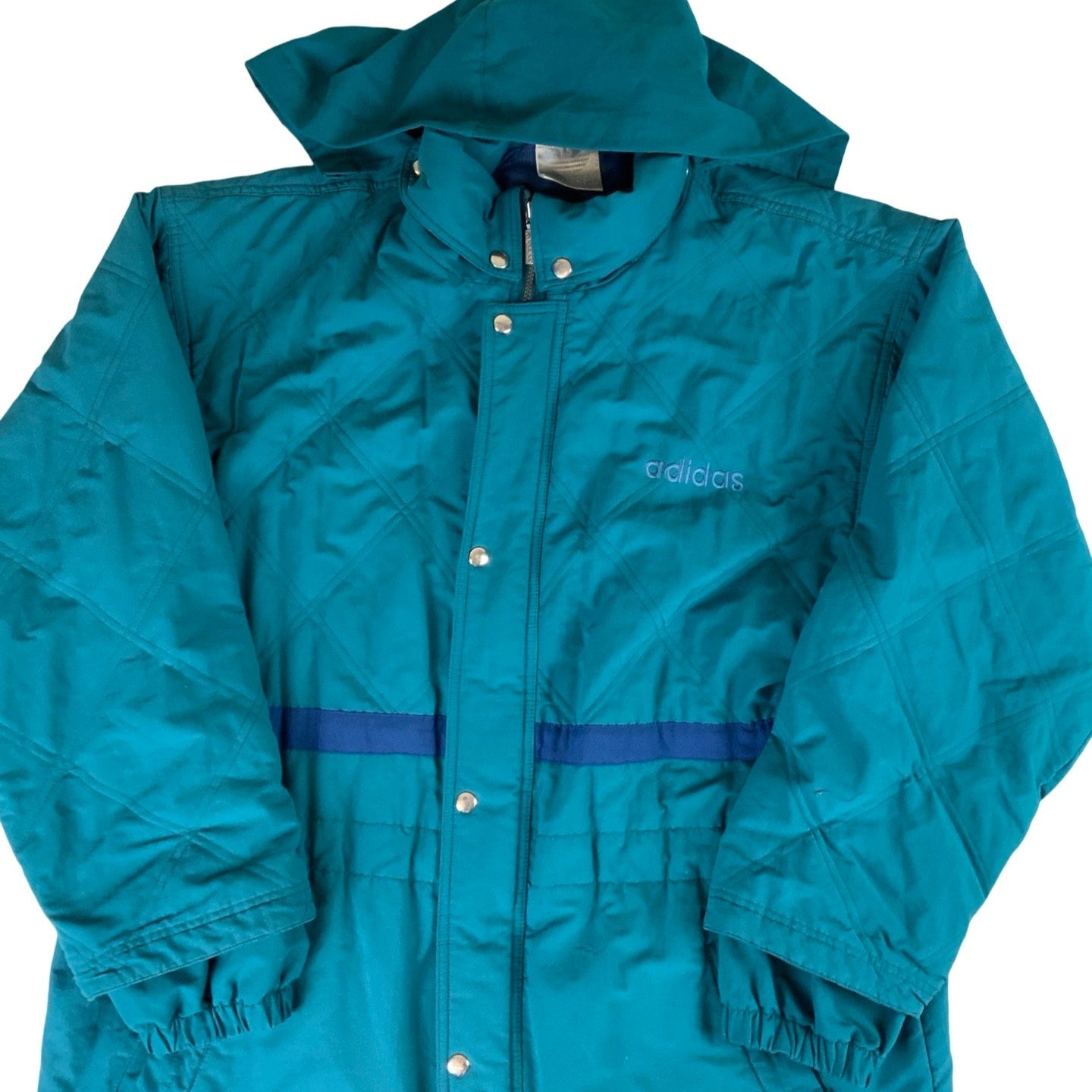 Vintage 90s Adidas Green Hooded Long Parka L XL