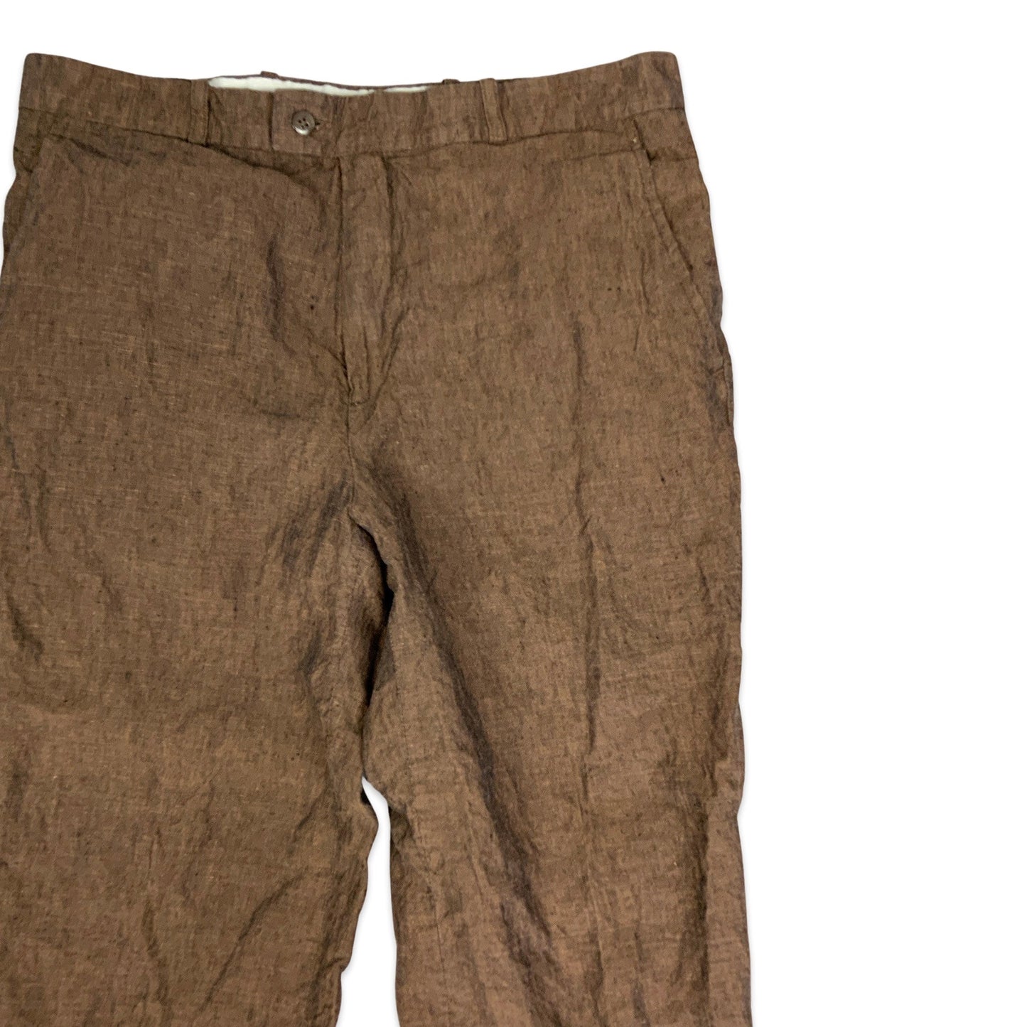 Vintage 90s Brown Linen Trousers 12