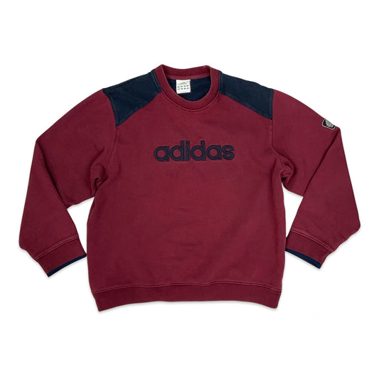 Vintage 00's Adidas Maroon & Navy Spell Out Crew Neck Sweatshirt M L