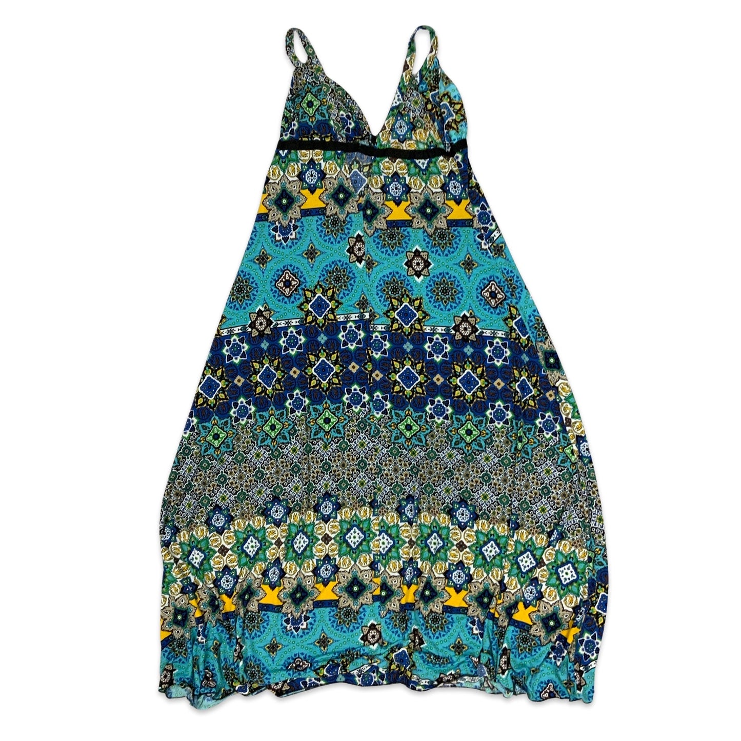 90s Spaghetti Strap Multicolour Abstract Print Maxi Dress 4 6