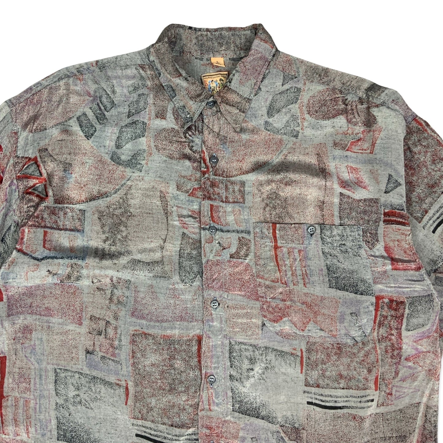80s Silver & Red Shirt L