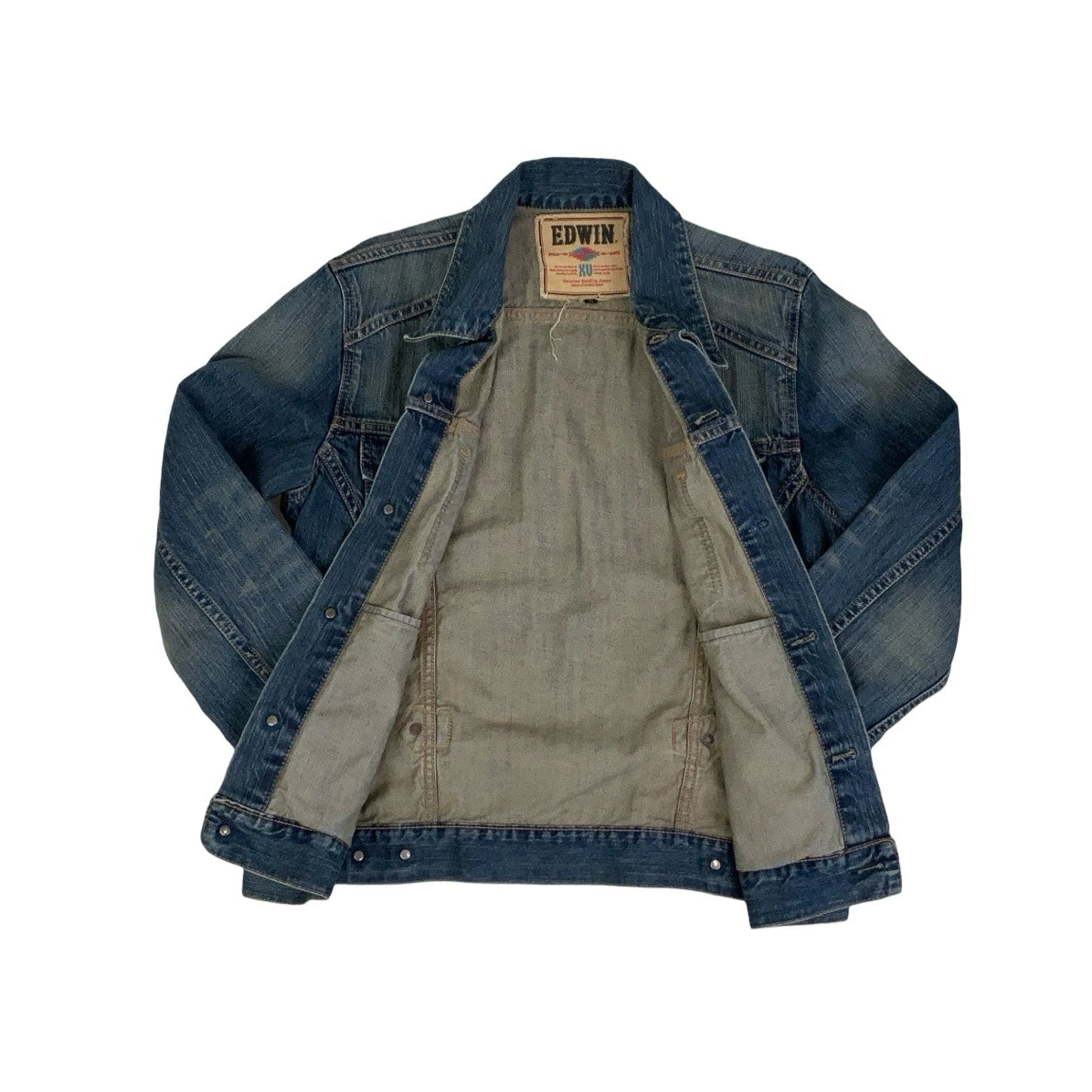 Vintage 90s ‘Edwin’ Blue Distressed Trucker Denim Jacket M