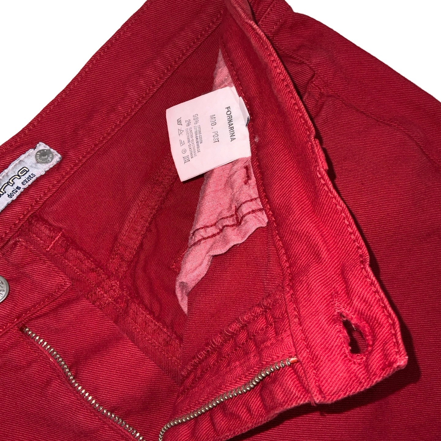 Vintage 70s 80s ‘Fornarina’ High Waisted Red Denim Flared Jeans 10 12