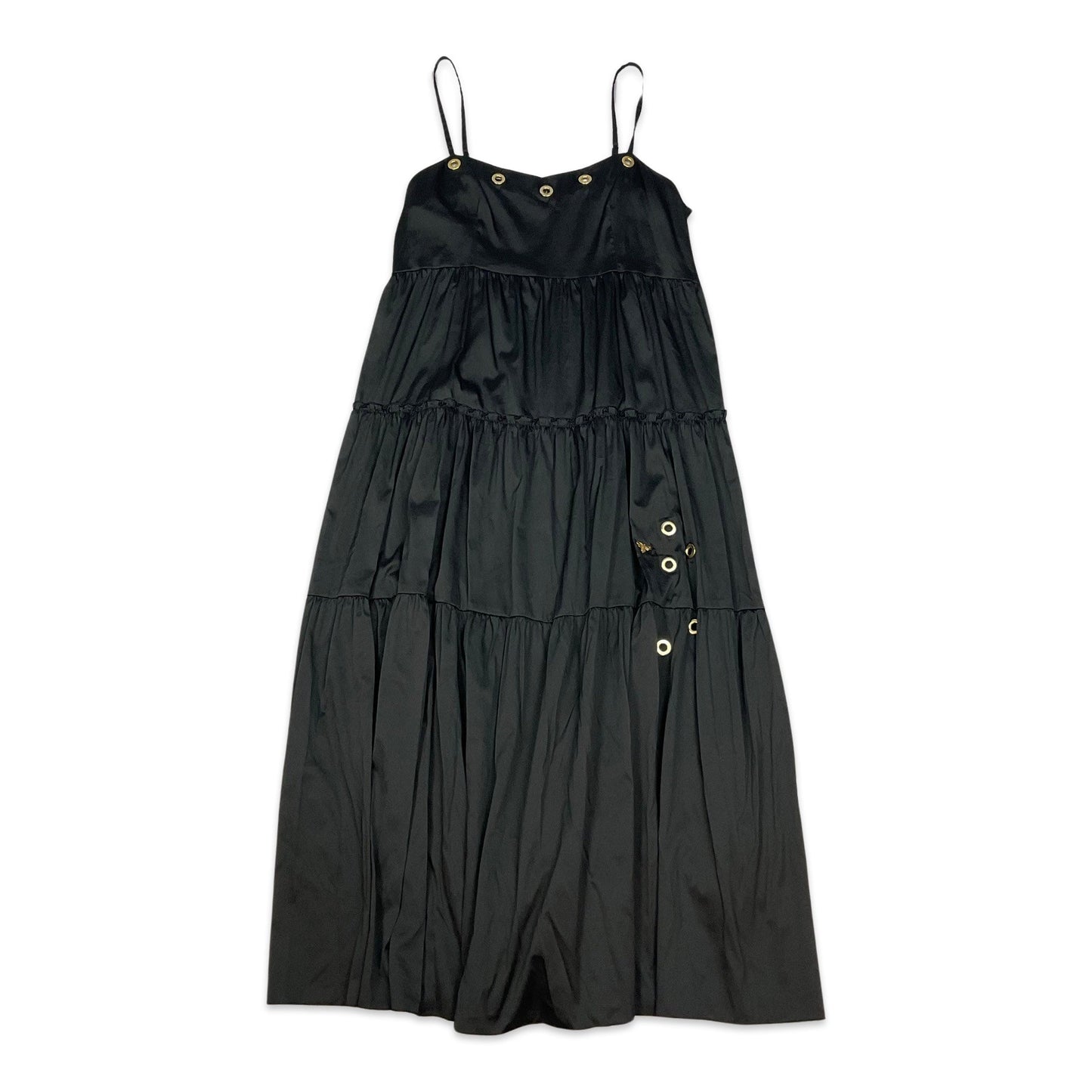 Preloved Black Tiered Pleated Maxi Dress 10 12
