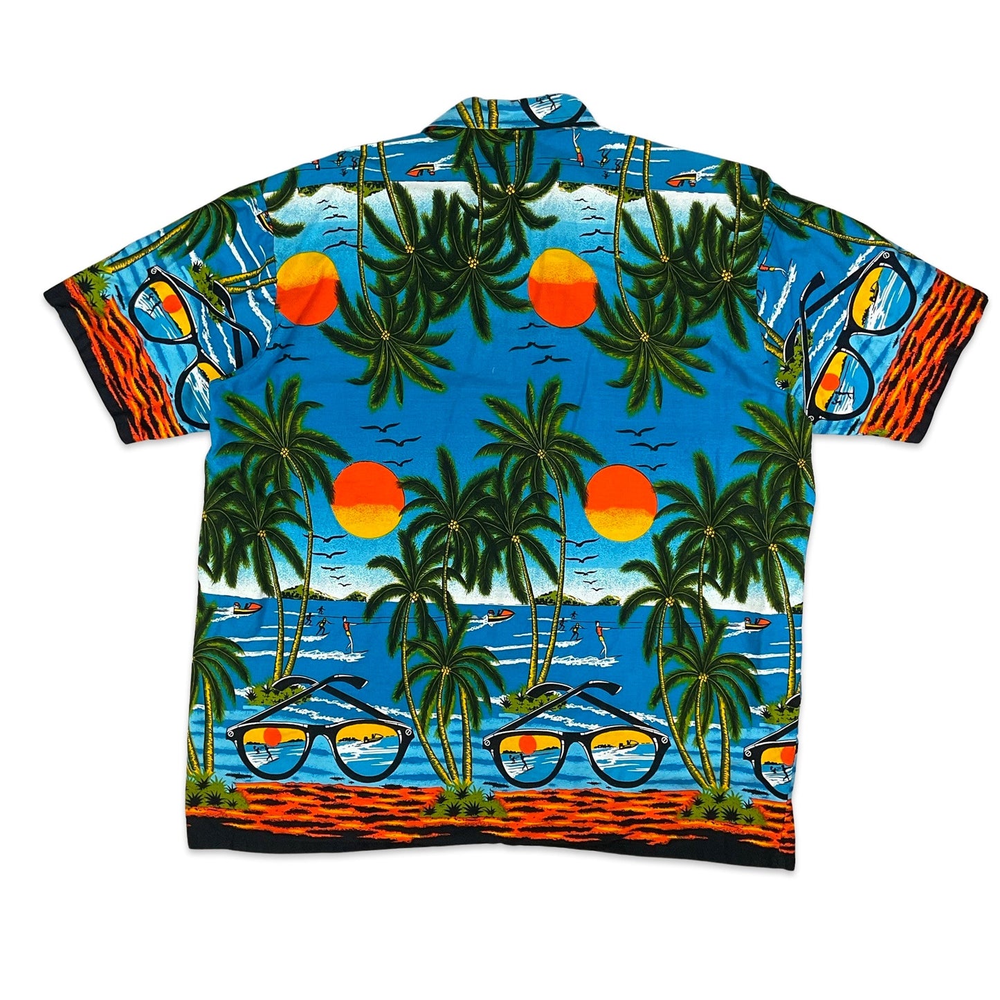 Vintage Beach Print Hawaiian Shirt XXL