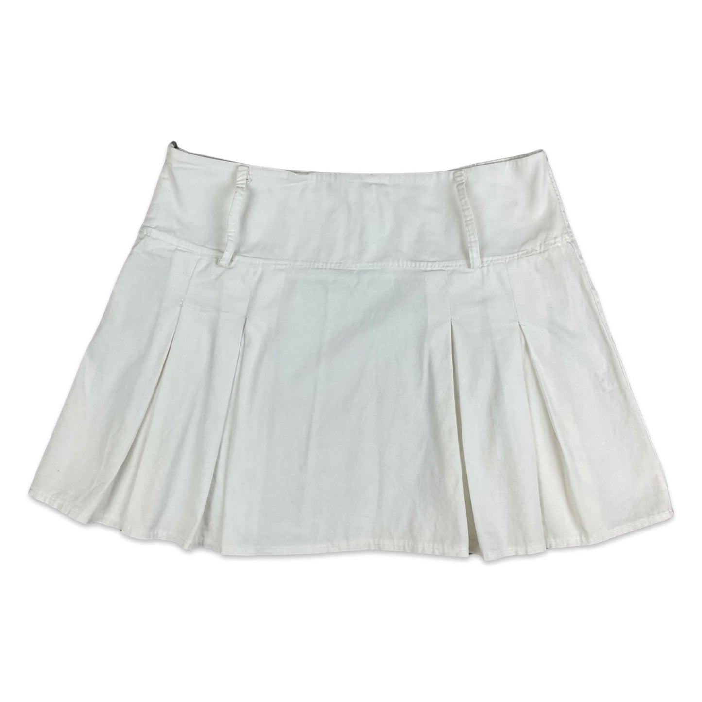 Vintage 90s White Pleated Mini Skirt 12 14