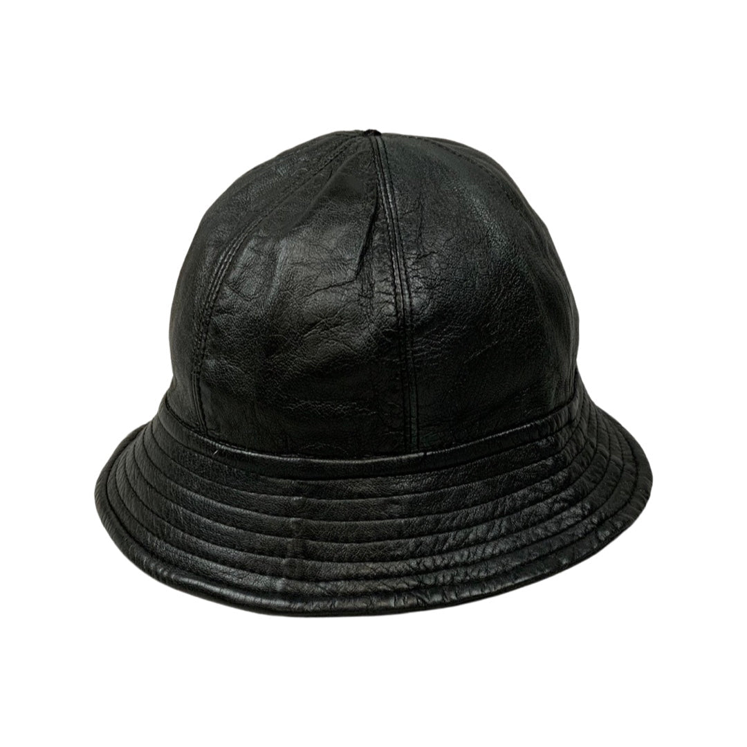 Vintage Black Leather Bucket Hat