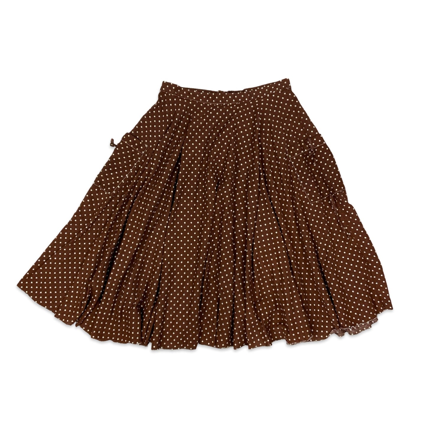 Vintage White & Brown Polka Dot Midi Skirt 12
