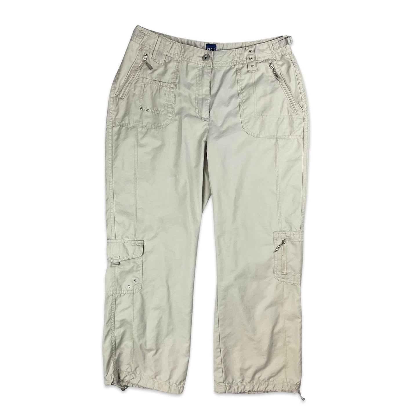 Y2K Beige Petite Leg Cargo Trousers 14