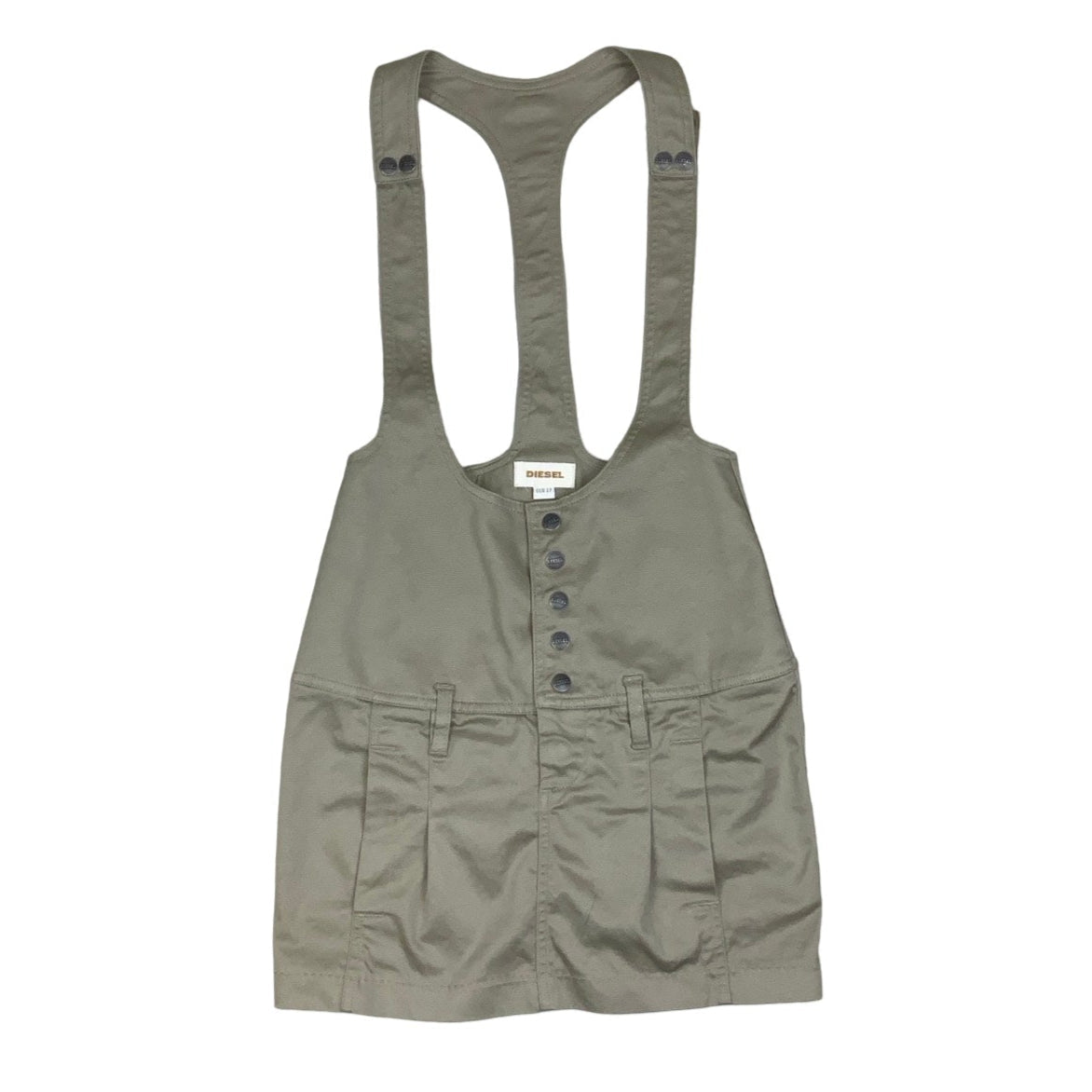 Vintage ‘Diesel’ Beige Denim Dungaree Pinafore Mini Dress 8 10