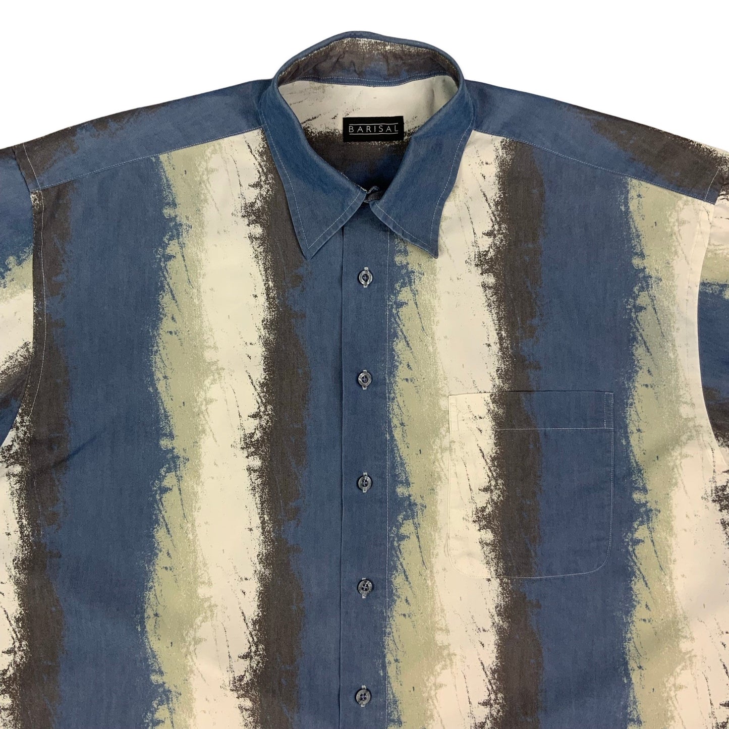 Vintage Blue & White Striped Shirt XXL