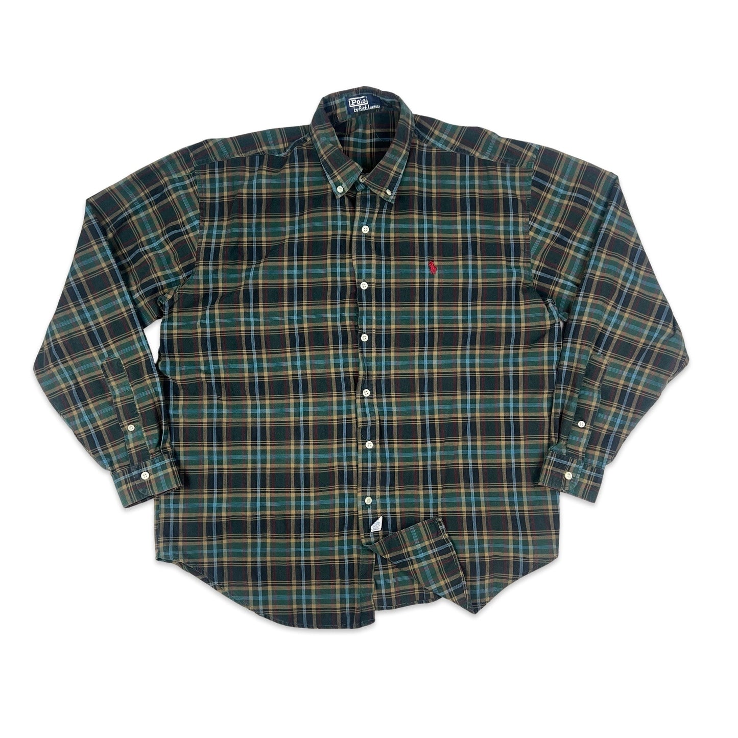 Vintage Ralph Lauren Green & Navy Plaid Shirt M L