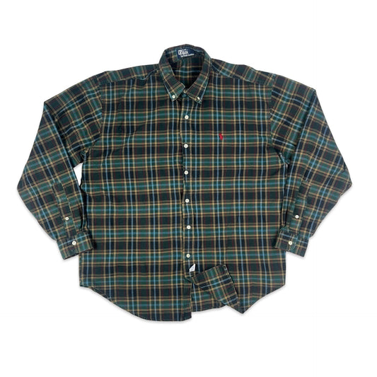 Vintage Ralph Lauren Green & Navy Plaid Shirt M L