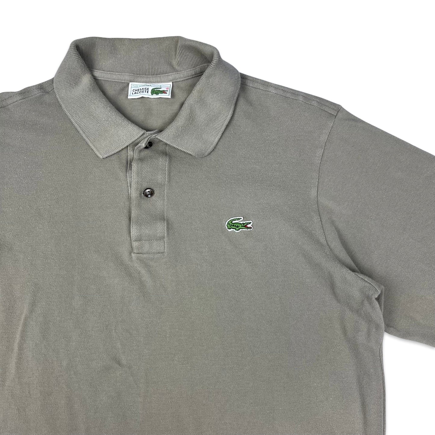 Vintage 80s Chemise Lacoste Taupe Rugby Shirt S M