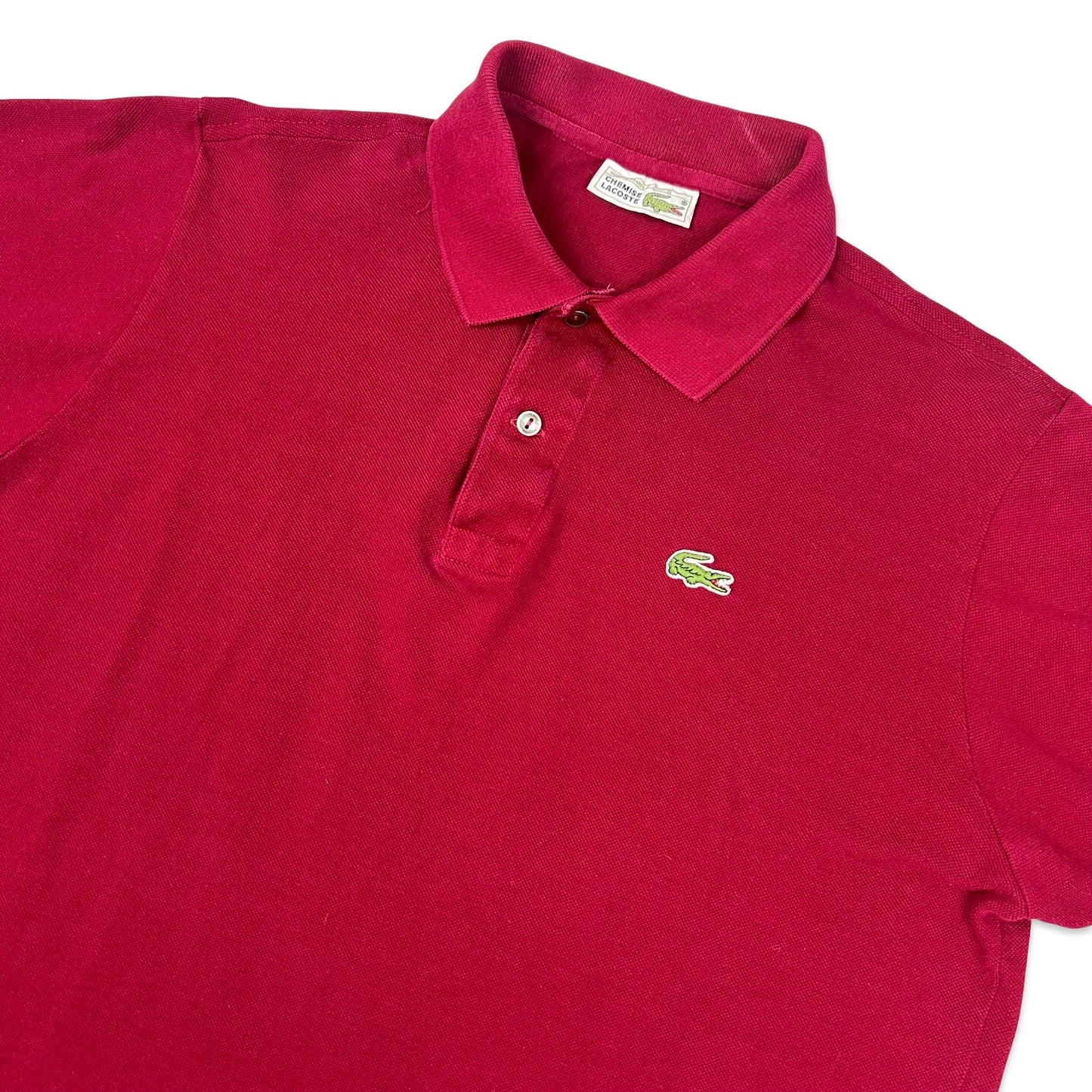 Vintage 80s Chemise Lacoste Burgundy Polo Shirt S M