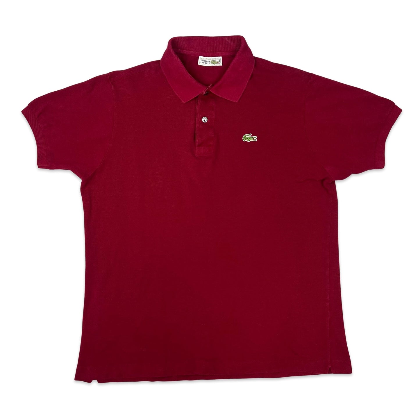 Vintage 80s Chemise Lacoste Burgundy Polo Shirt S M