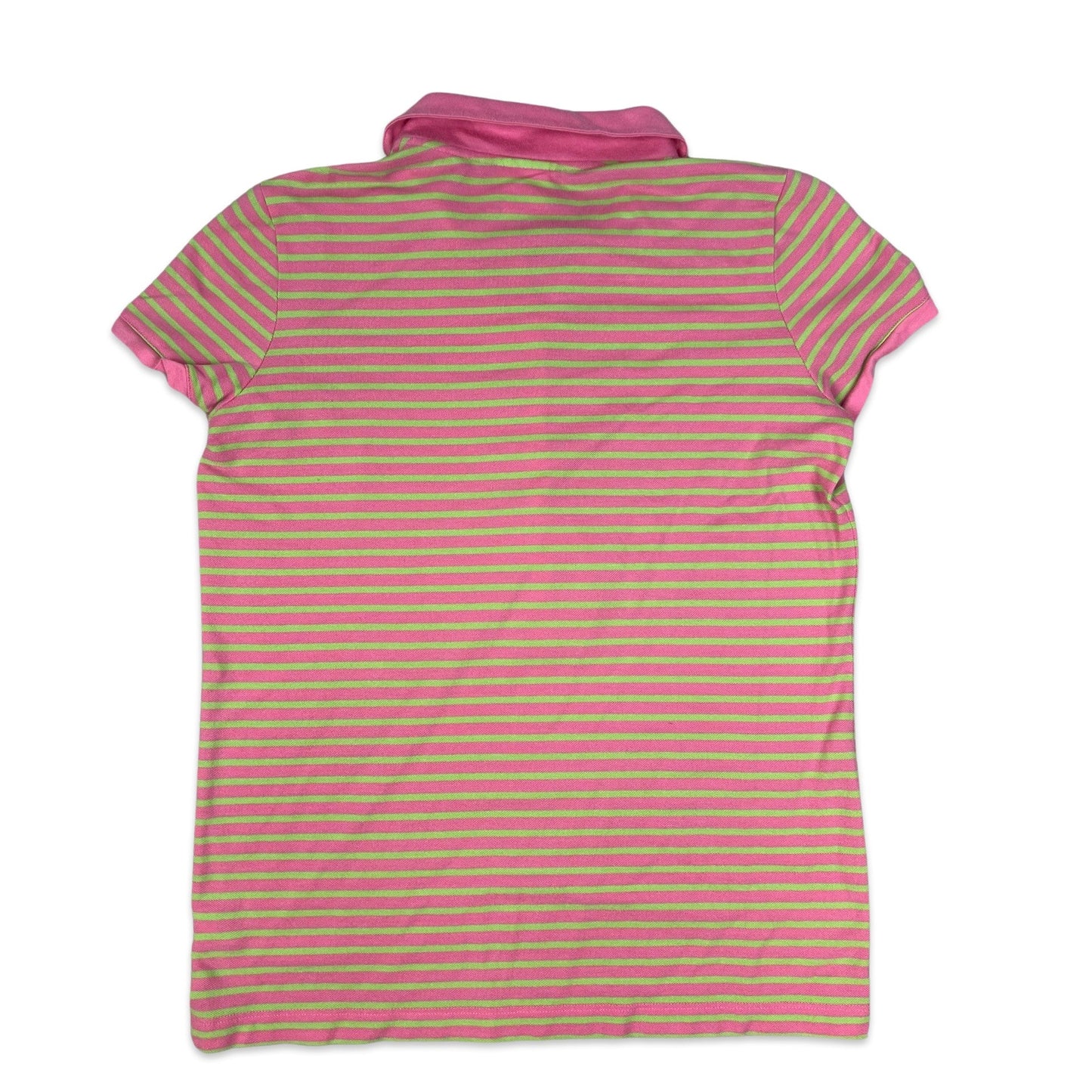Lacoste Pink & Green Striped Polo Shirt 10 12