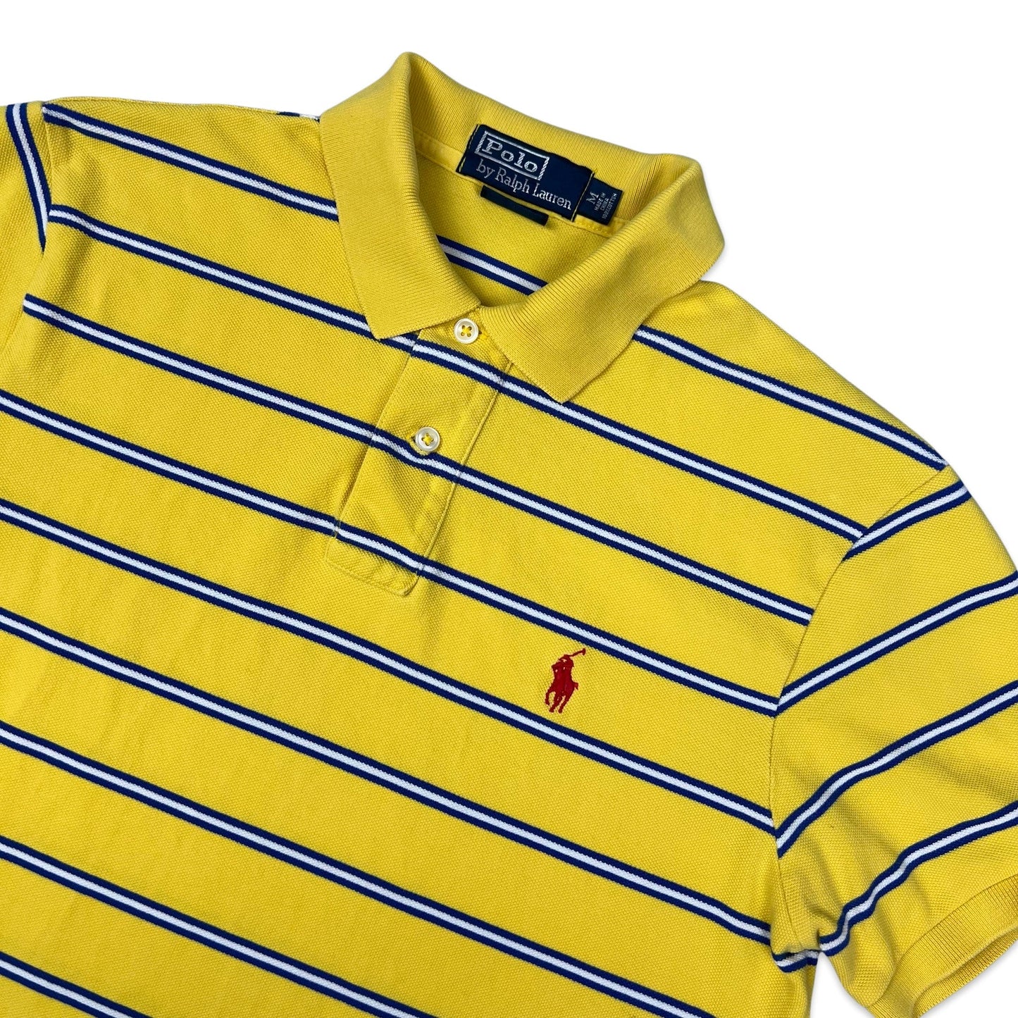 Vintage Ralph Lauren Yellow & Blue Striped Polo Shirt XS S