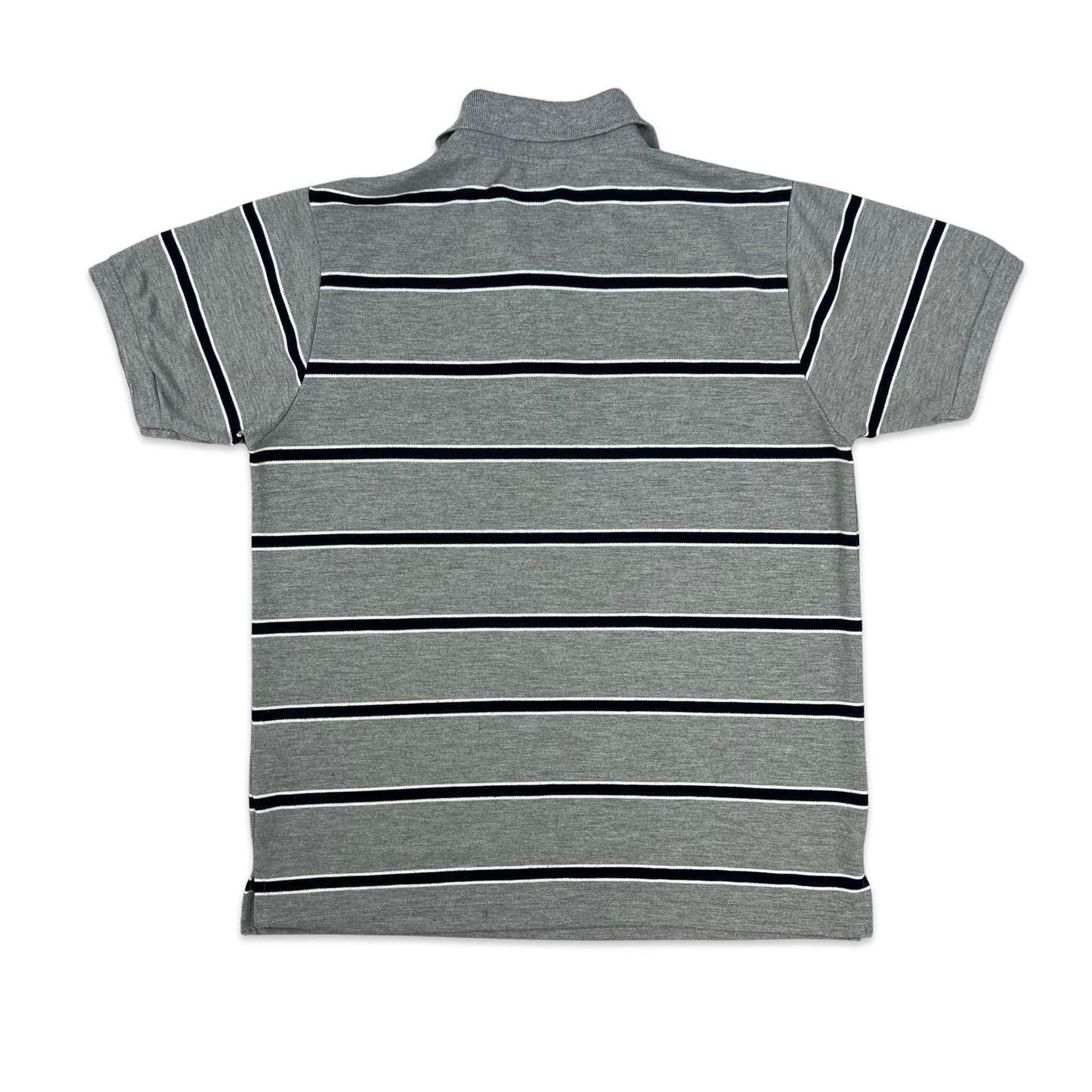 Lacoste Grey & Black Striped Polo Shirt S M