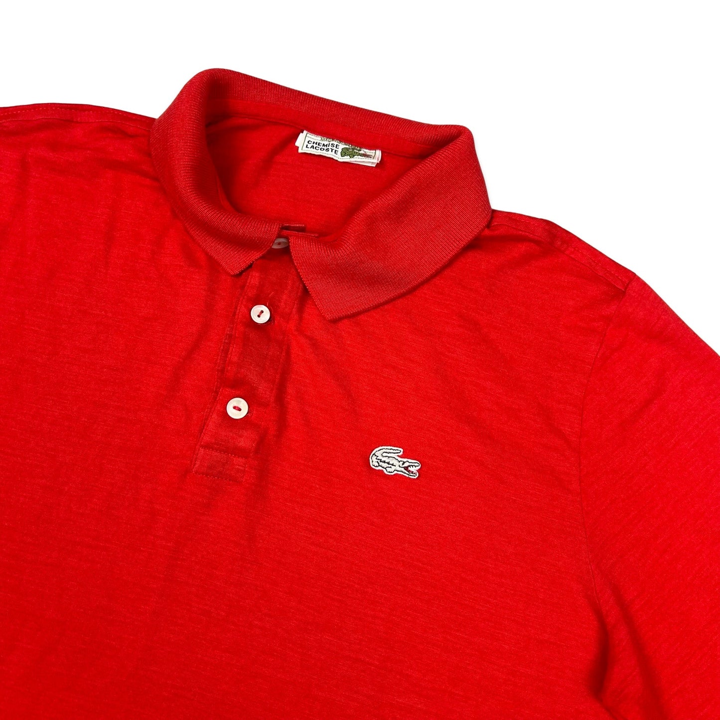 Vintage 80s Chemise Lacoste Red Rugby Shirt S M
