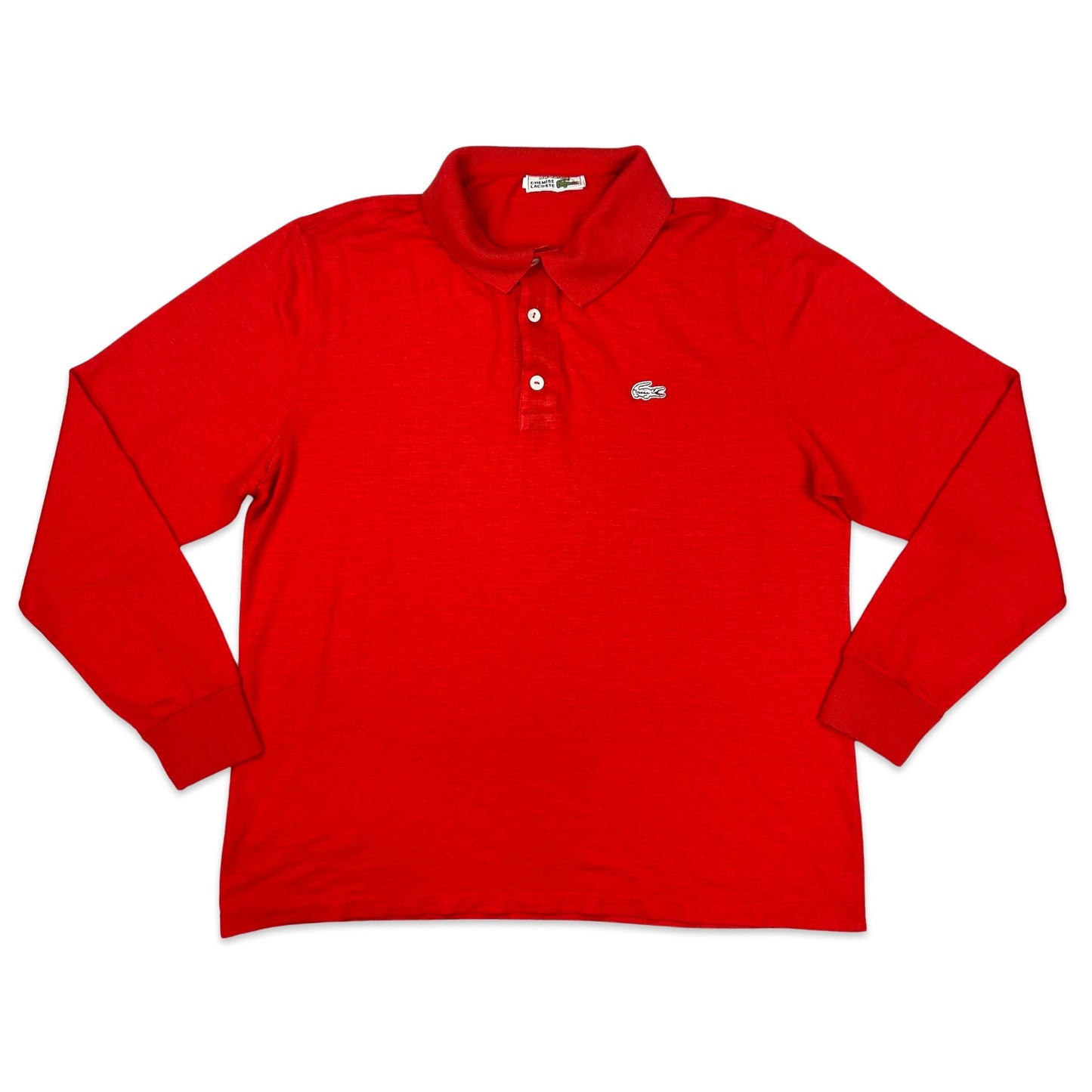 Vintage 80s Chemise Lacoste Red Rugby Shirt S M