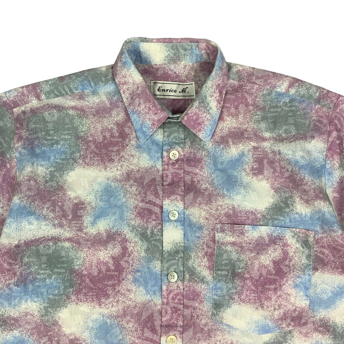 Vintage Baby Blue Pink & Grey Shirt M L