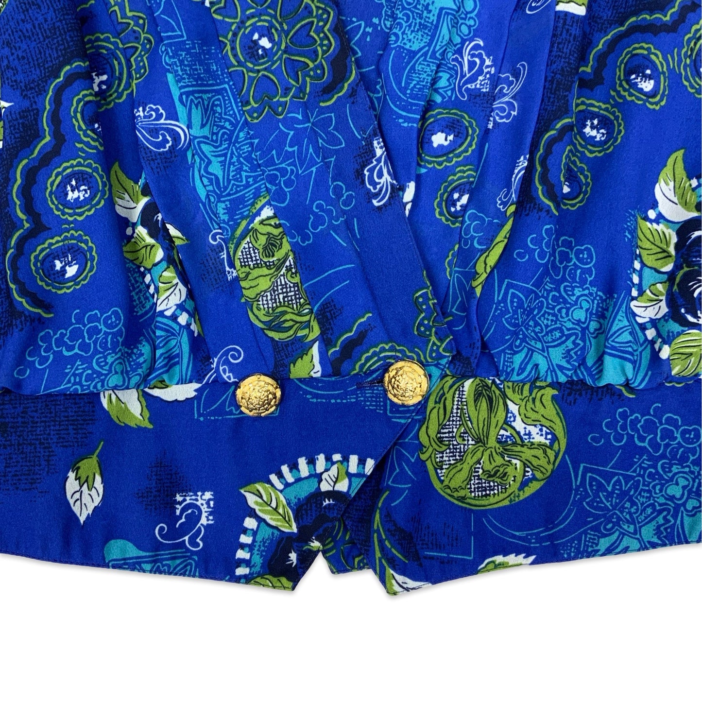 Vintage Blue & Green Floral Blouse 14