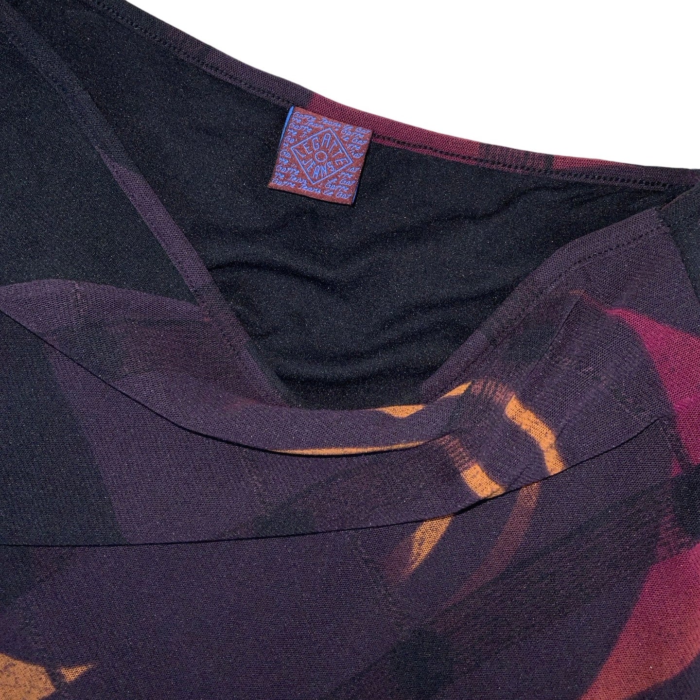 Vintage 90s Y2K ‘Legatte Jeans’ Purple Asymmetric Mesh Midi Skirt 10 12