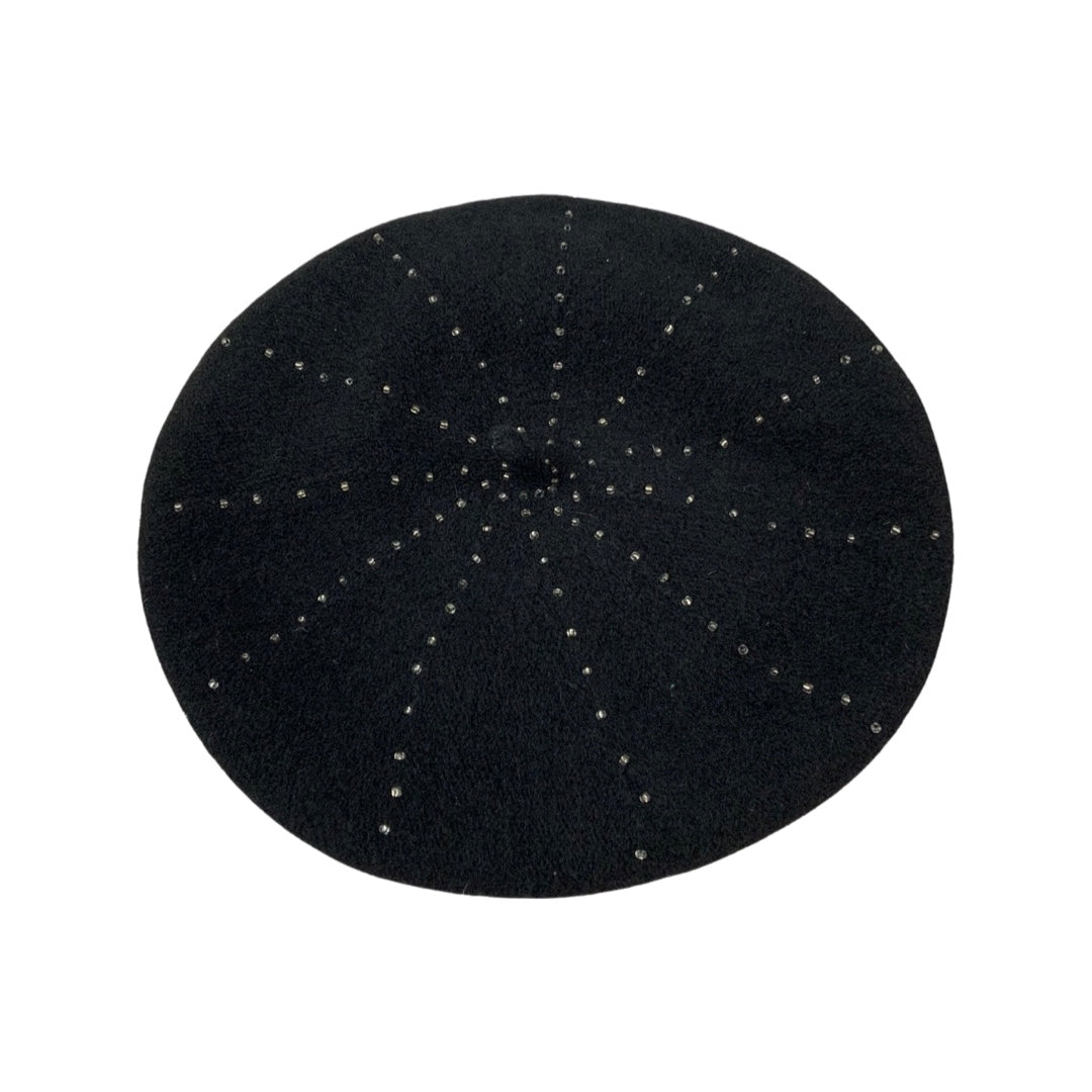 Vintage Beret Black Beaded