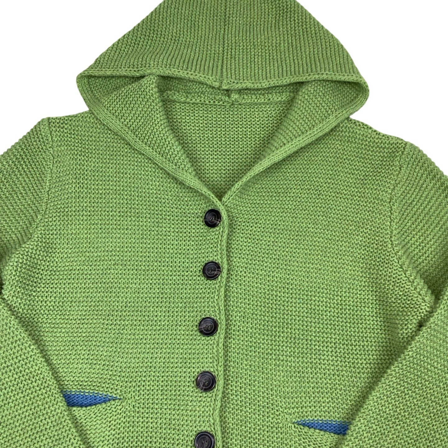 Vintage 80s 90s Green Hooded Oversized Cardigan 12 14 16