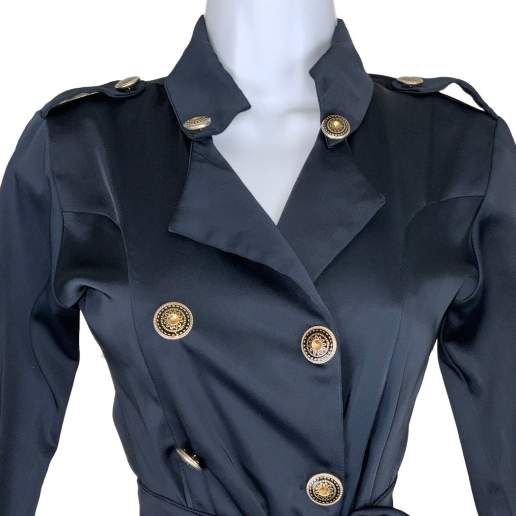 Vintage 90s Navy Blue Military Style Mini Day Dress XS 6