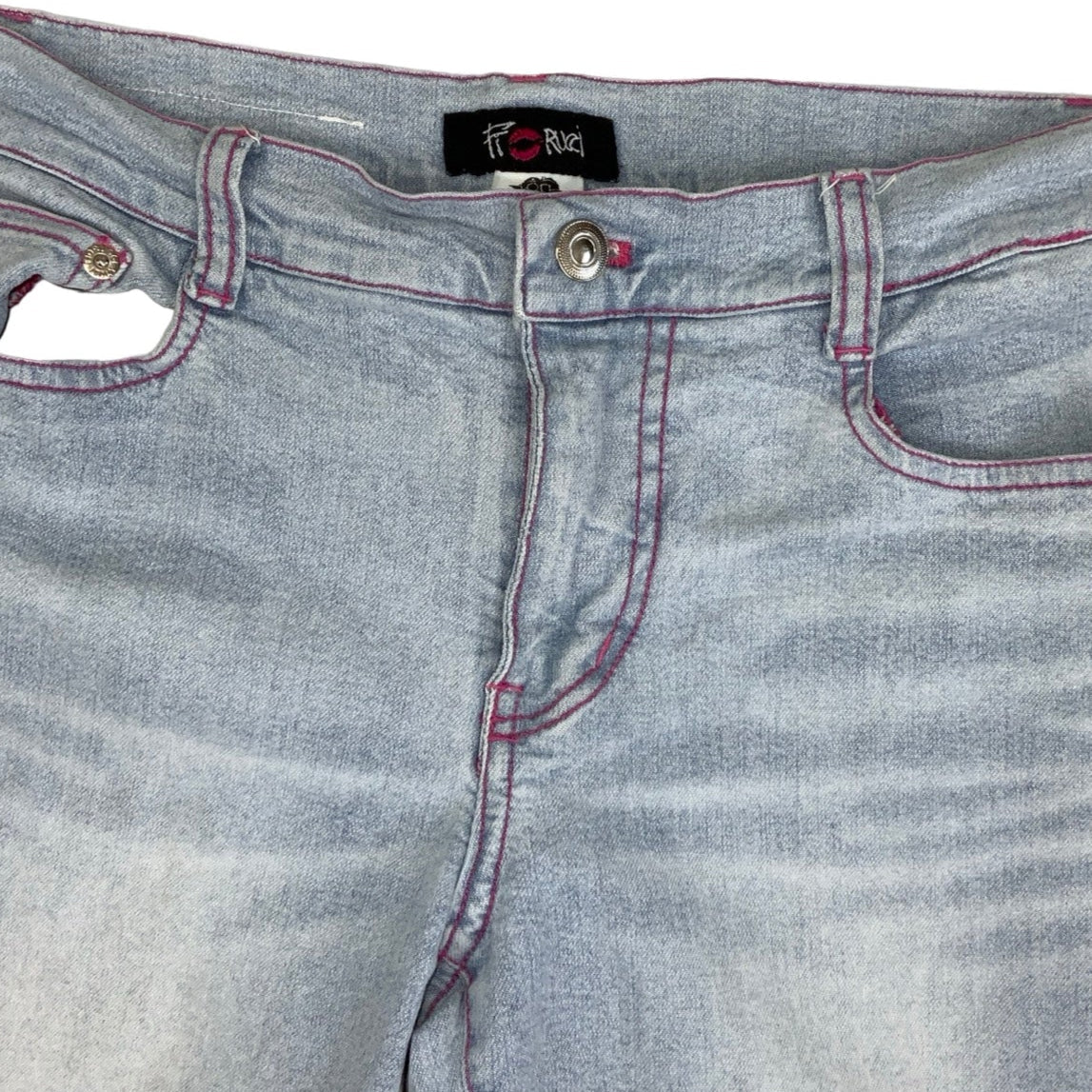 Vintage 90s Y2k ‘Fiorucci’ Light Blue Denim 3/4 Skinny Cropped Jeans 10 12