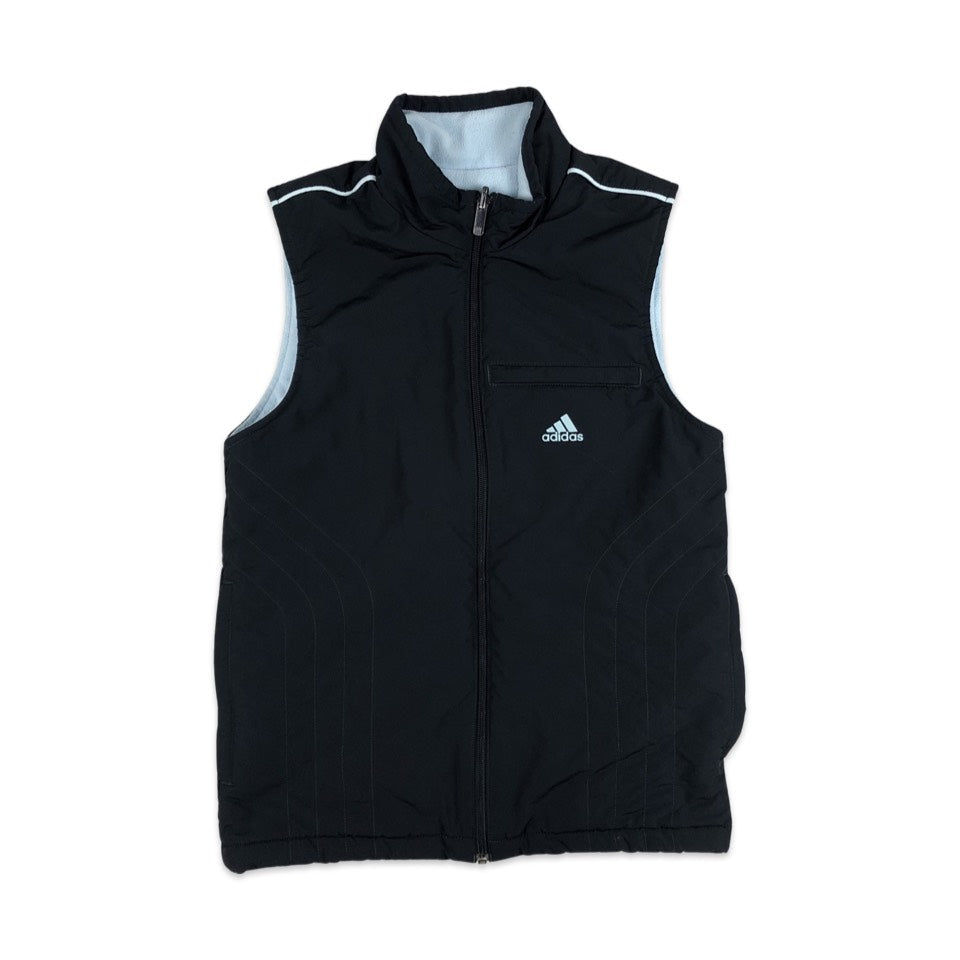 Vintage 00s Adidas Reversible Navy and Light Blue Puffer / Fleece Gilet 8