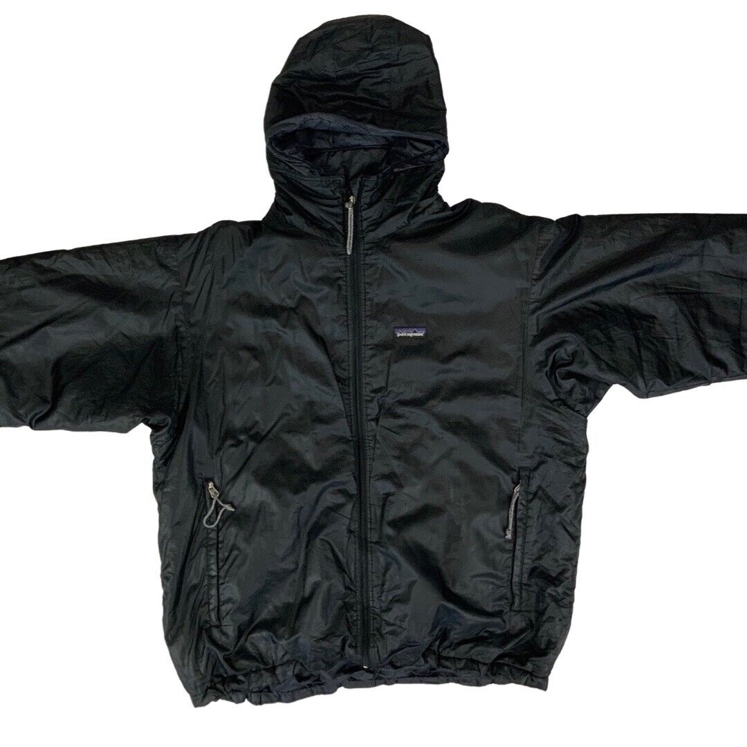 00s Black Patagonia Zip-Up Windbreaker Hooded Outdoor Jacket XXL
