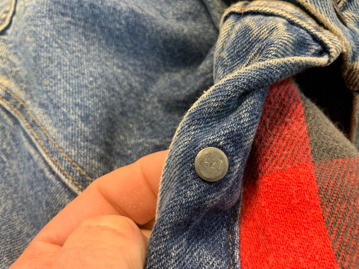 VTG 80s USA MADE LEVIS 70411 FLANNEL LINED DENIM TYPE 3 TRUCKER DENIM JACKET 36S