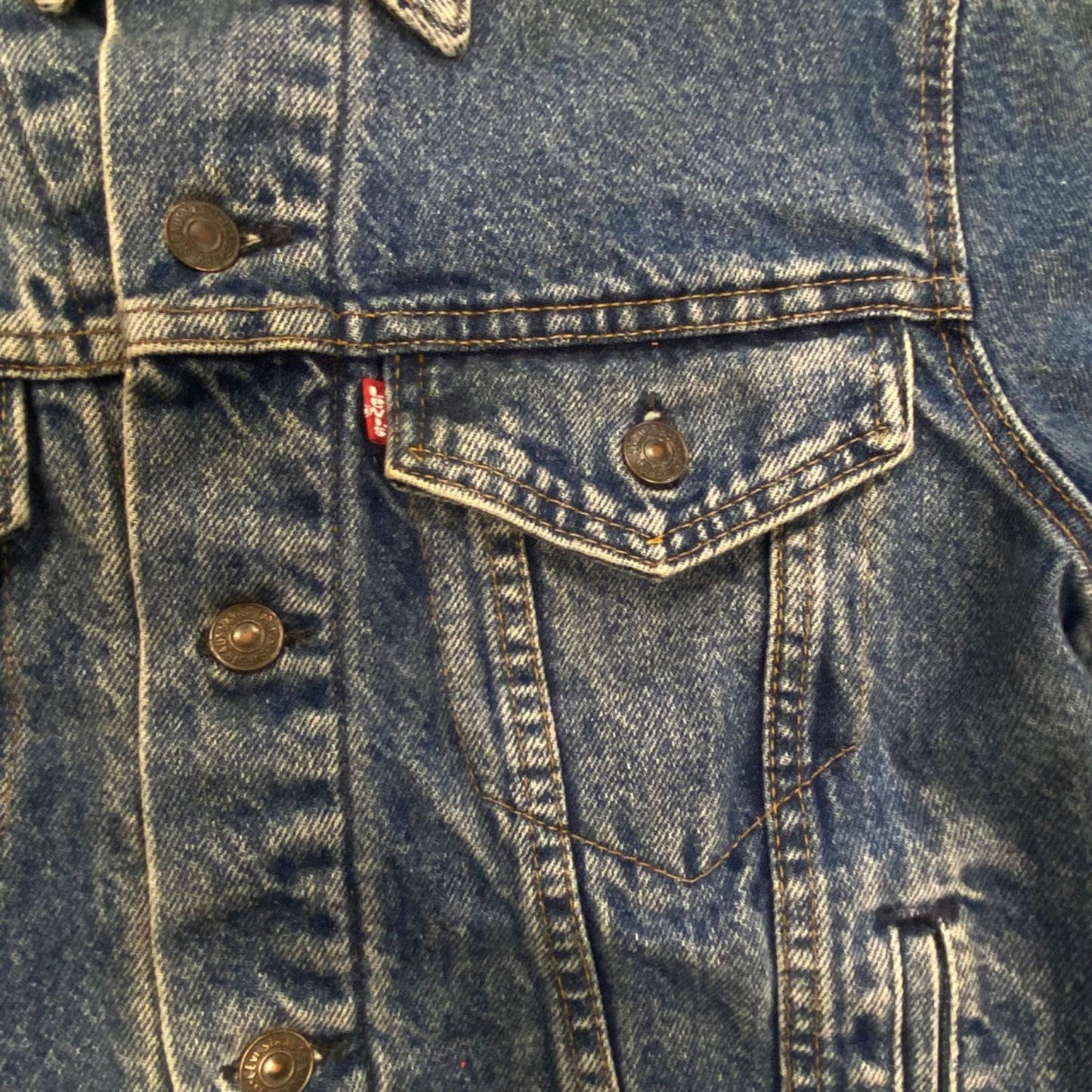 VTG 80s USA MADE LEVIS 70411 FLANNEL LINED DENIM TYPE 3 TRUCKER DENIM JACKET 36S