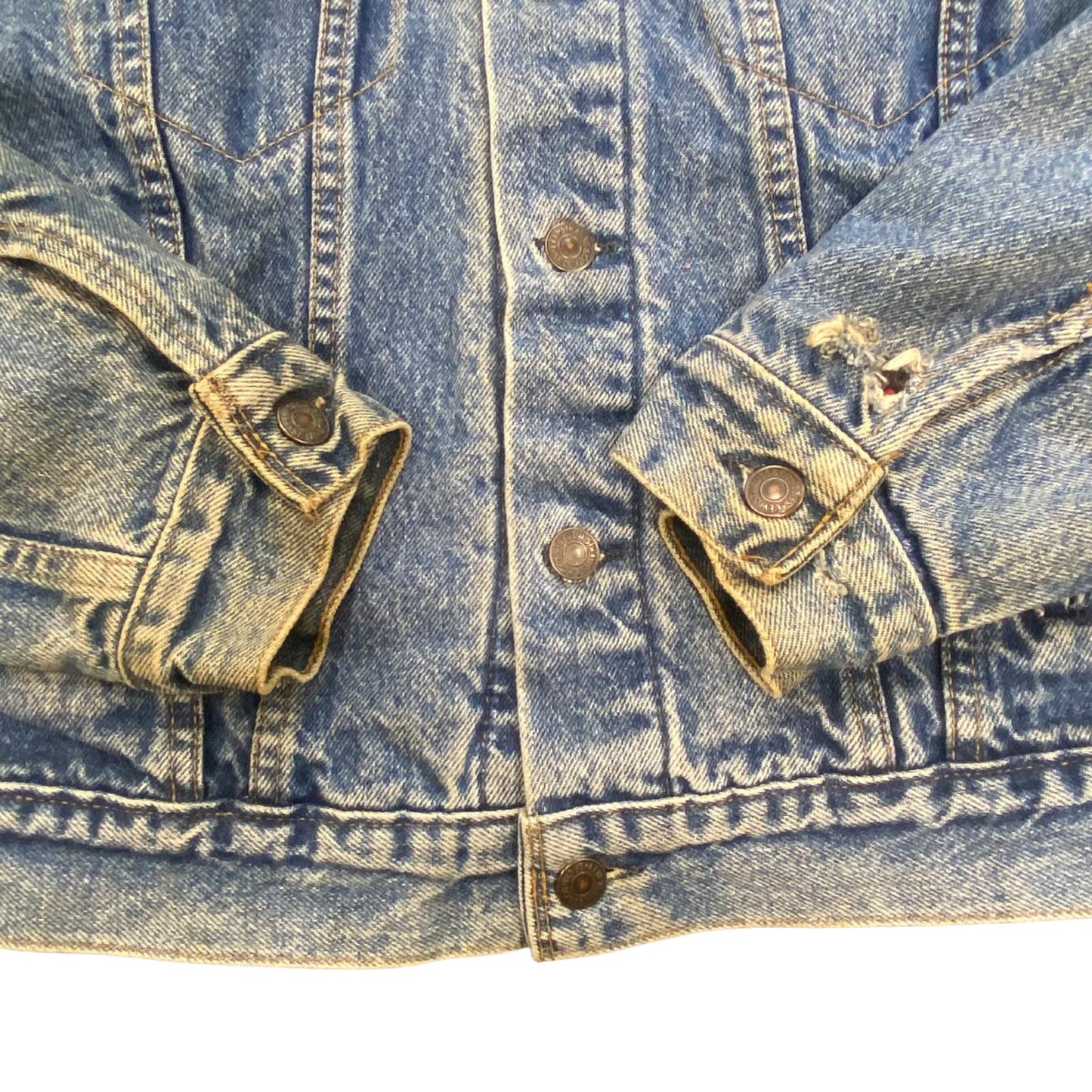 VTG 80s USA MADE LEVIS 70411 FLANNEL LINED DENIM TYPE 3 TRUCKER DENIM JACKET 36S